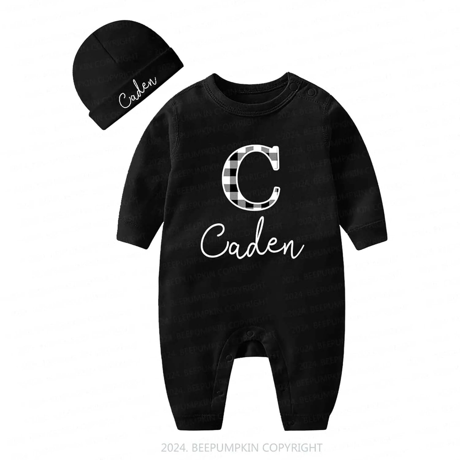 Personalized Handmade Baby Sleep Outfit with Monogram Newborn