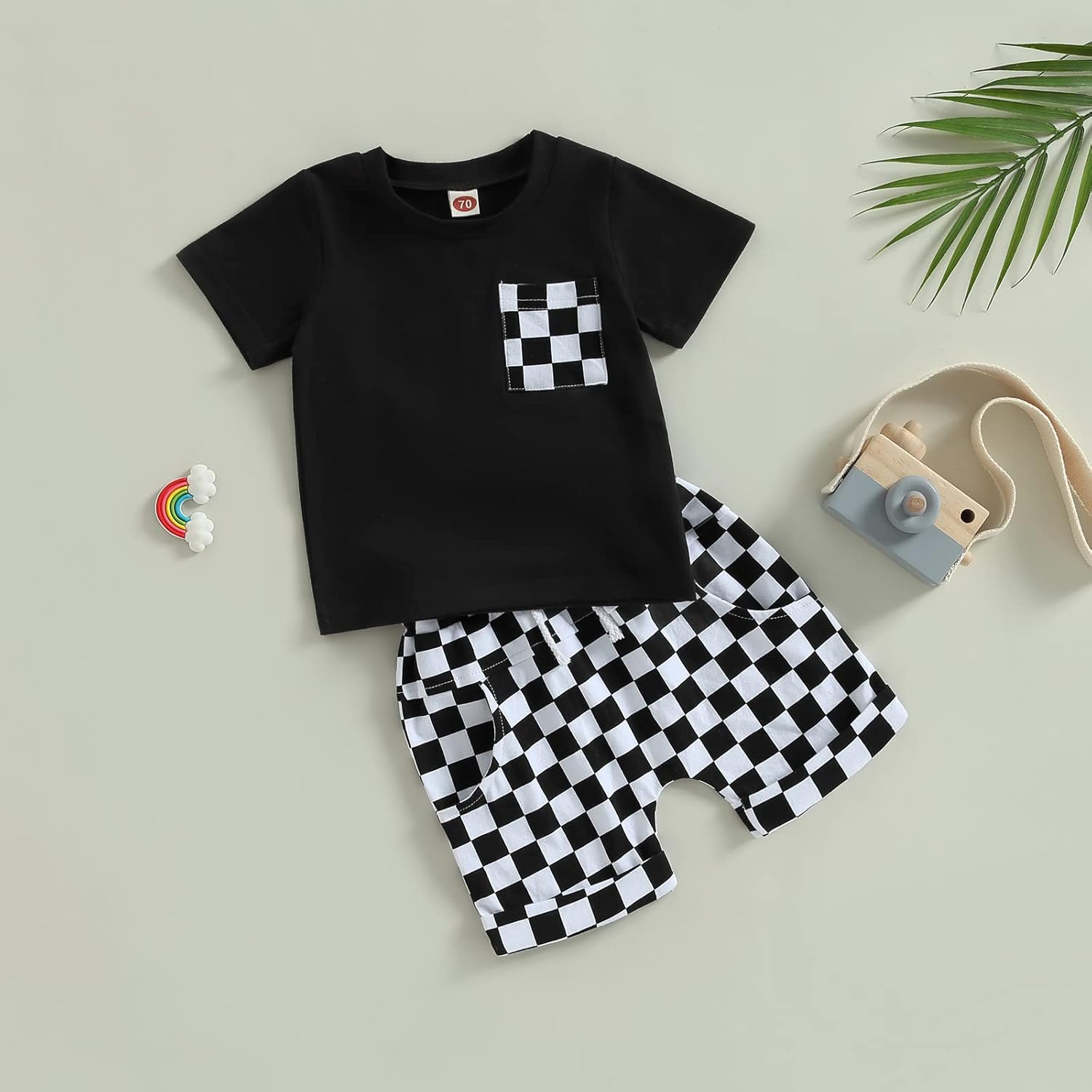 Adjustable Baby Boy Girl Checkered Set