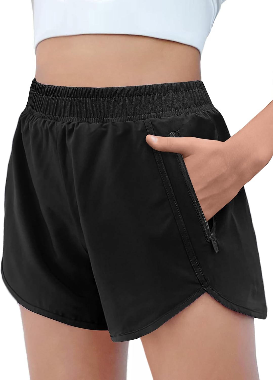 Zaclotre Girls Athletic Shorts with Zipper Pockets