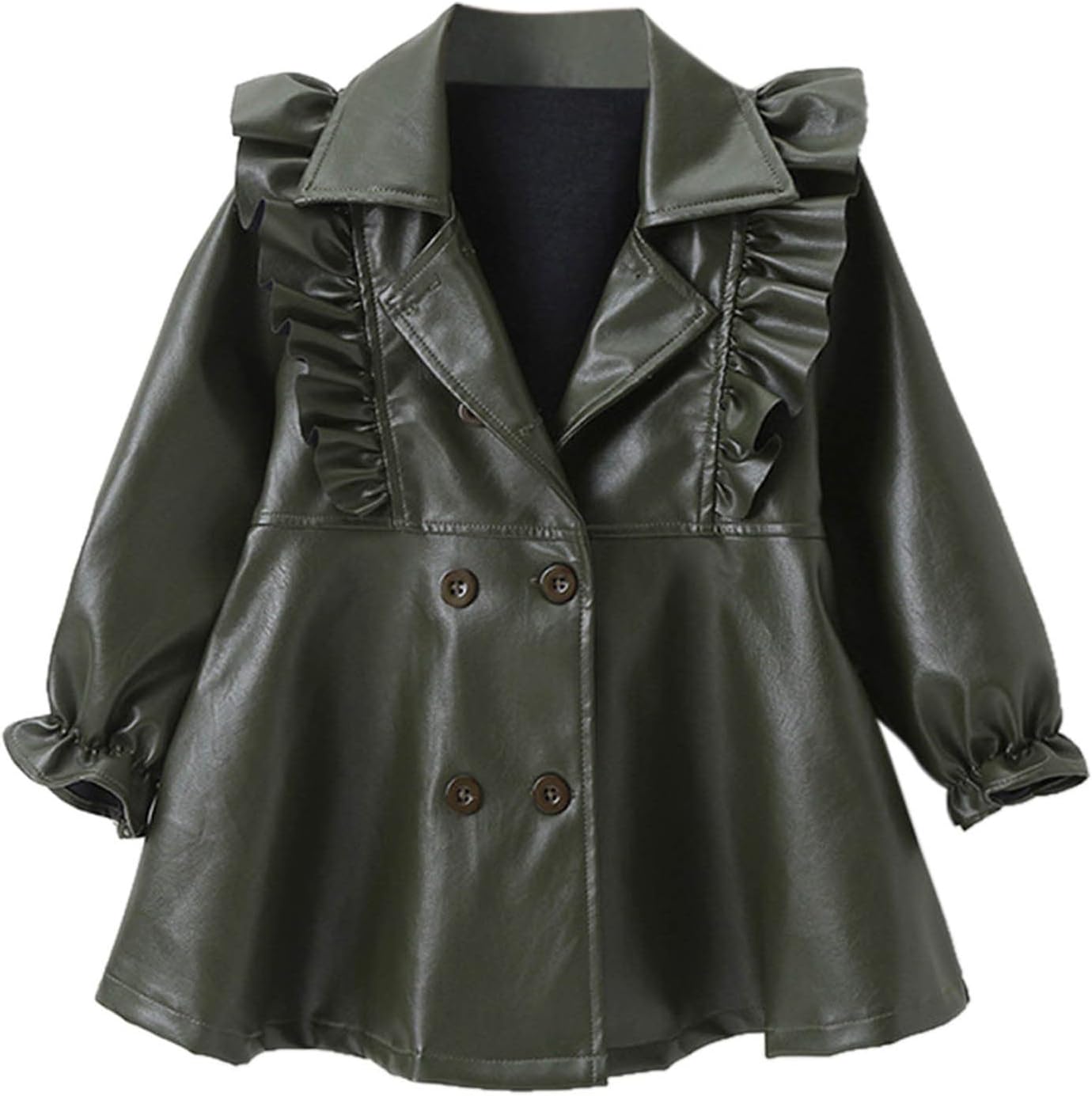 AMIMOJY Kids Girls Patchwork Long Sleeve Leather Dress Jacket Winter Coats
