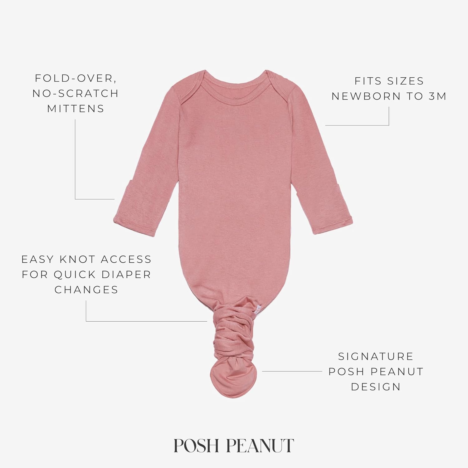 Posh Peanut Knotted Newborn Gown - Perfect for Diaper Changes Style