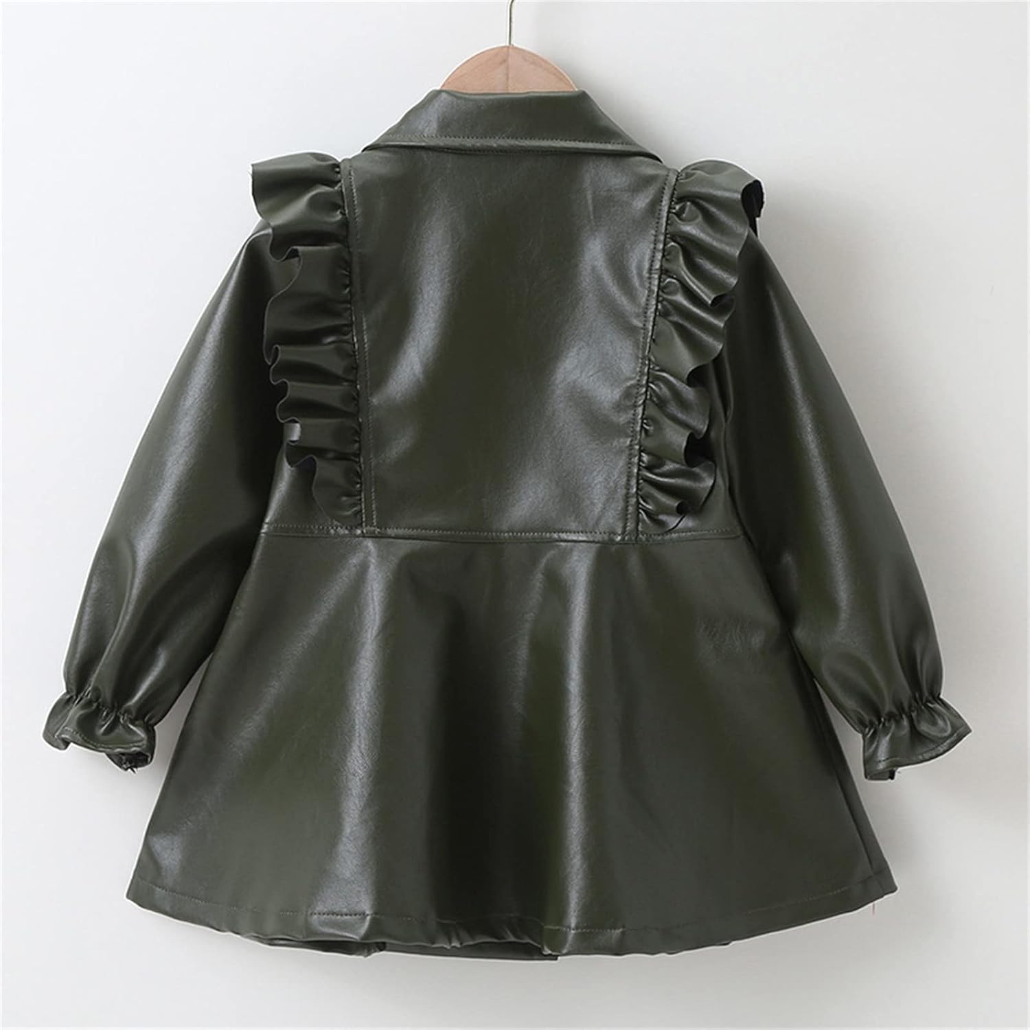 AMIMOJY Kids Girls Patchwork Long Sleeve Leather Dress Jacket Winter Coats