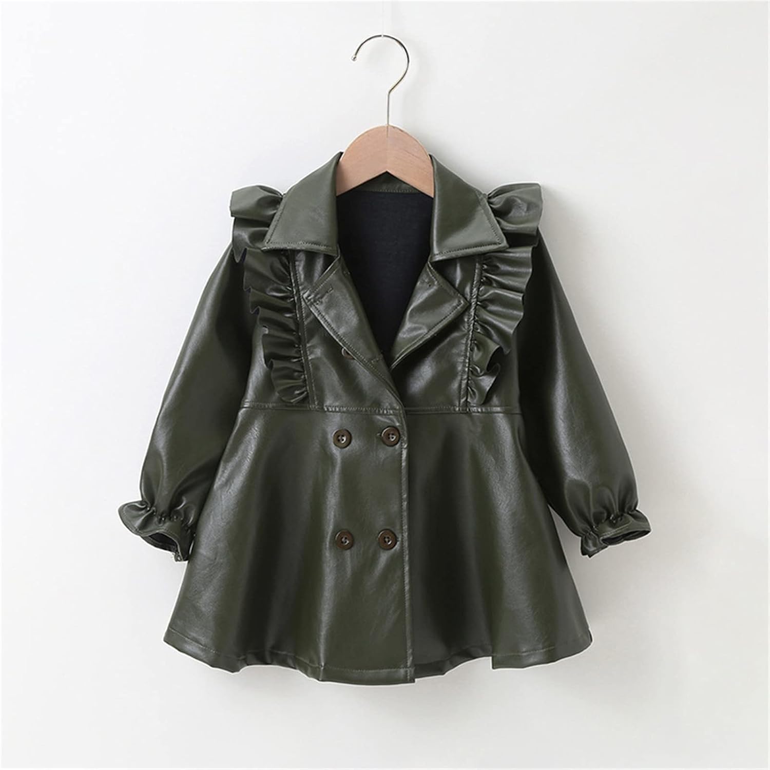 AMIMOJY Kids Girls Patchwork Long Sleeve Leather Dress Jacket Winter Coats