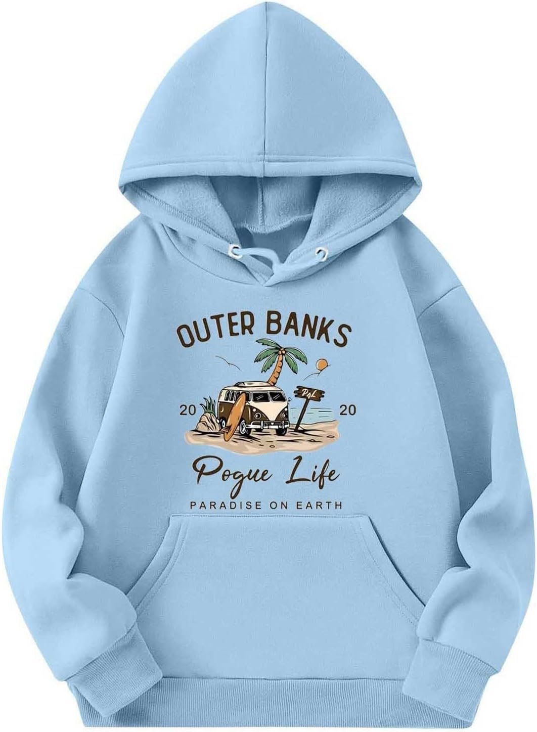 Comfortable trendy boys girls hoodie Outer Banks-inspired graphic print preppy versatile