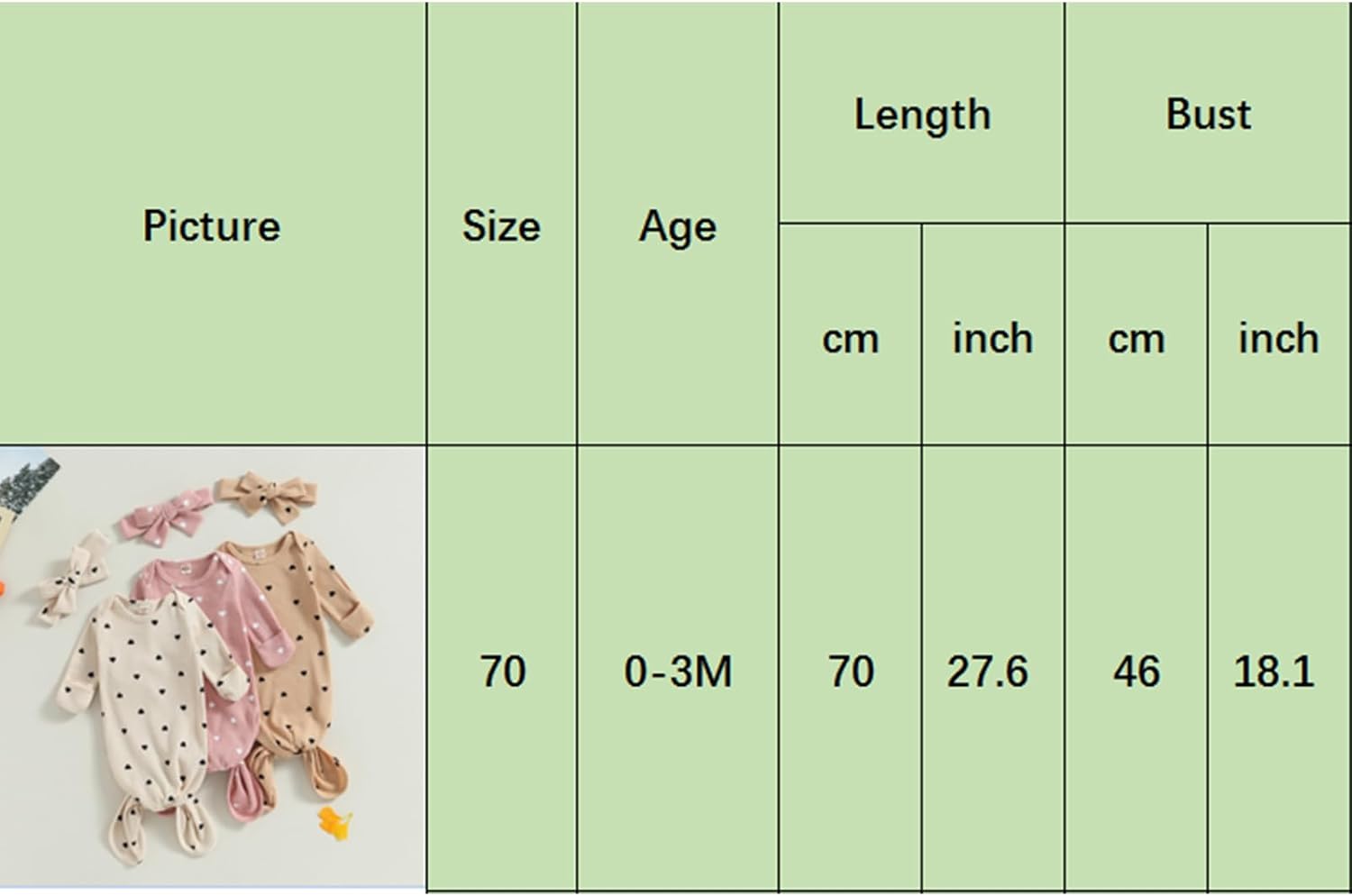 Valentines Knotted Gown Baby Newborn Sleeping Bag Heart Print Gown Khaki