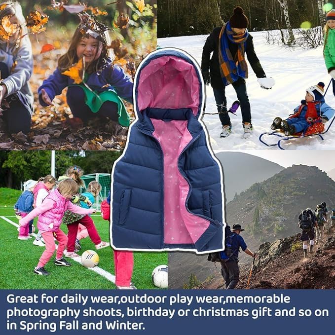 SNOW DREAMS Girls Lightweight Winter Puffer Vest for Fall Enjoyment