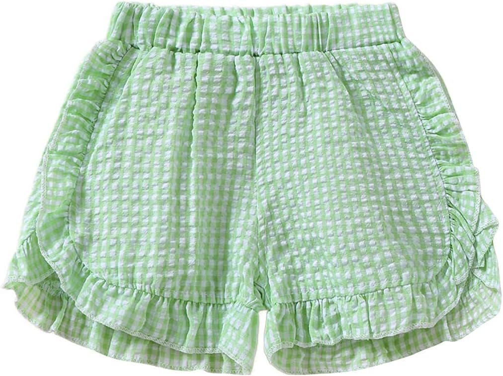 Ruffle Hem Gingham Plaid Toddler Shorts