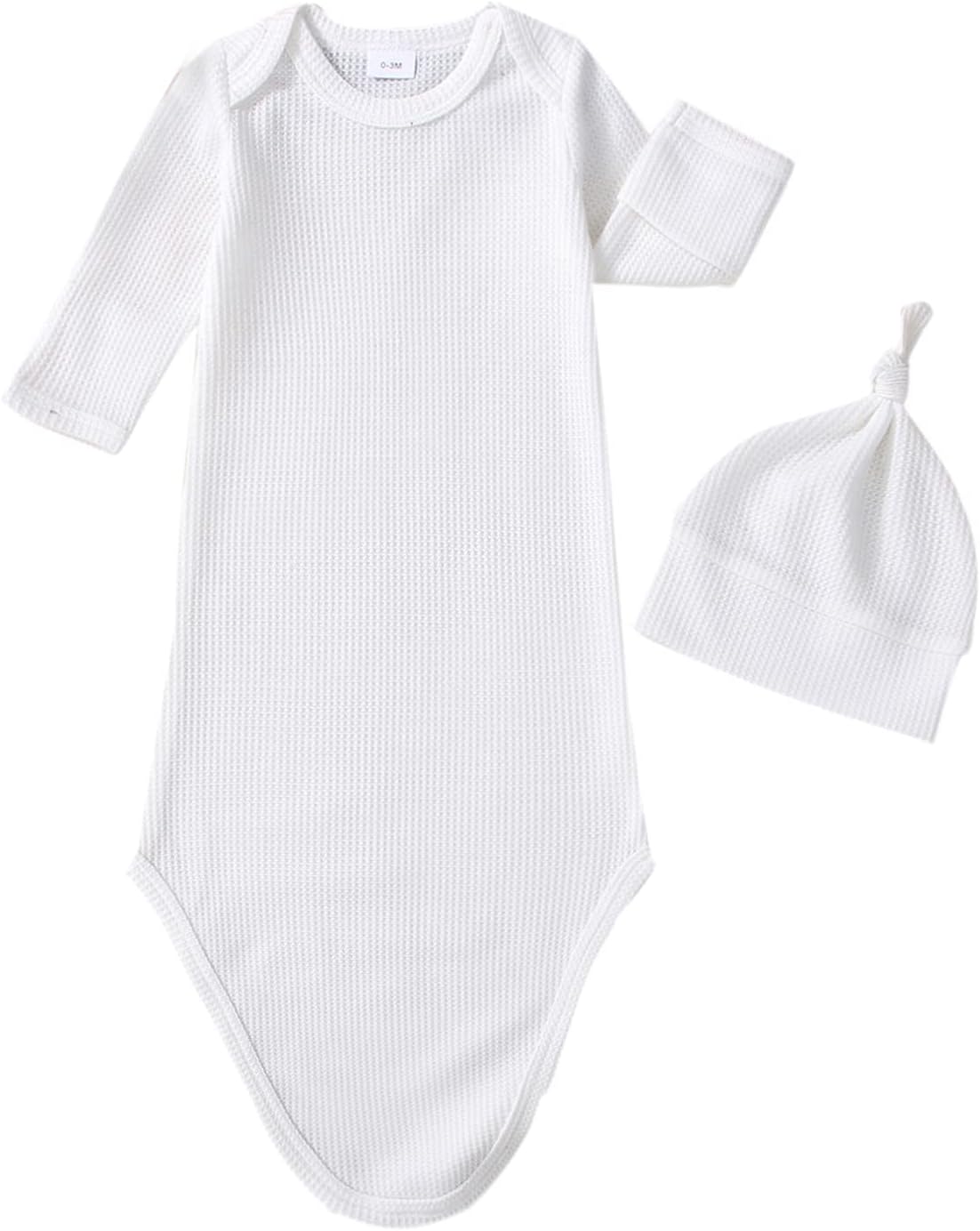 Lefyira - Infant Baby Boy Girl Knotted Gown Romper With Hat