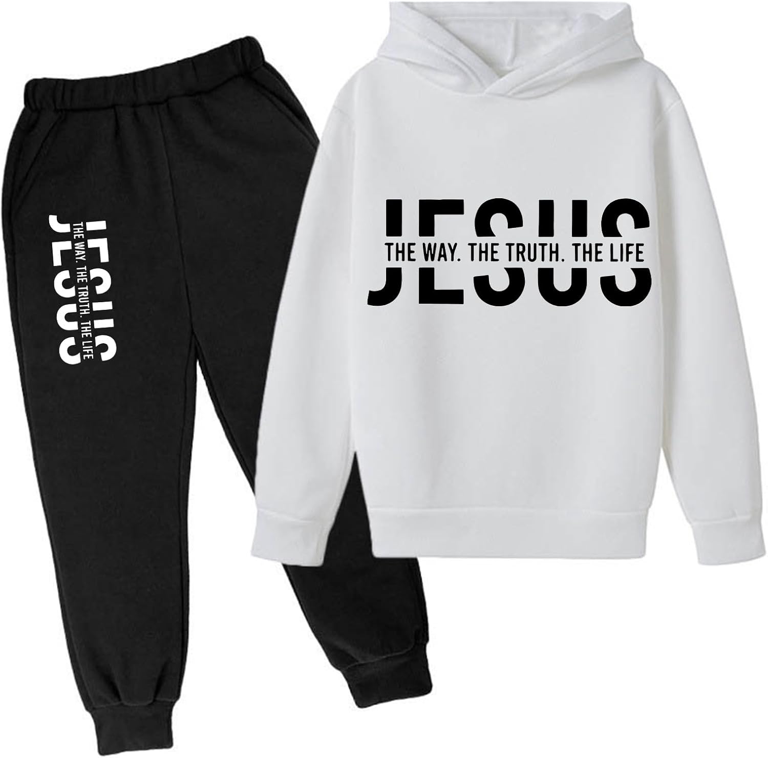Perfect Matched Jesus Clothing Set for Girls Comfy Long Sleeve Pullover Sweatpants