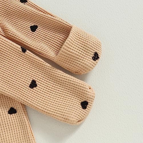 Valentines Knotted Gown Baby Newborn Sleeping Bag Heart Print Gown Khaki