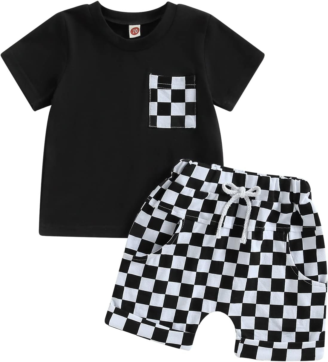 Adjustable Baby Boy Girl Checkered Set