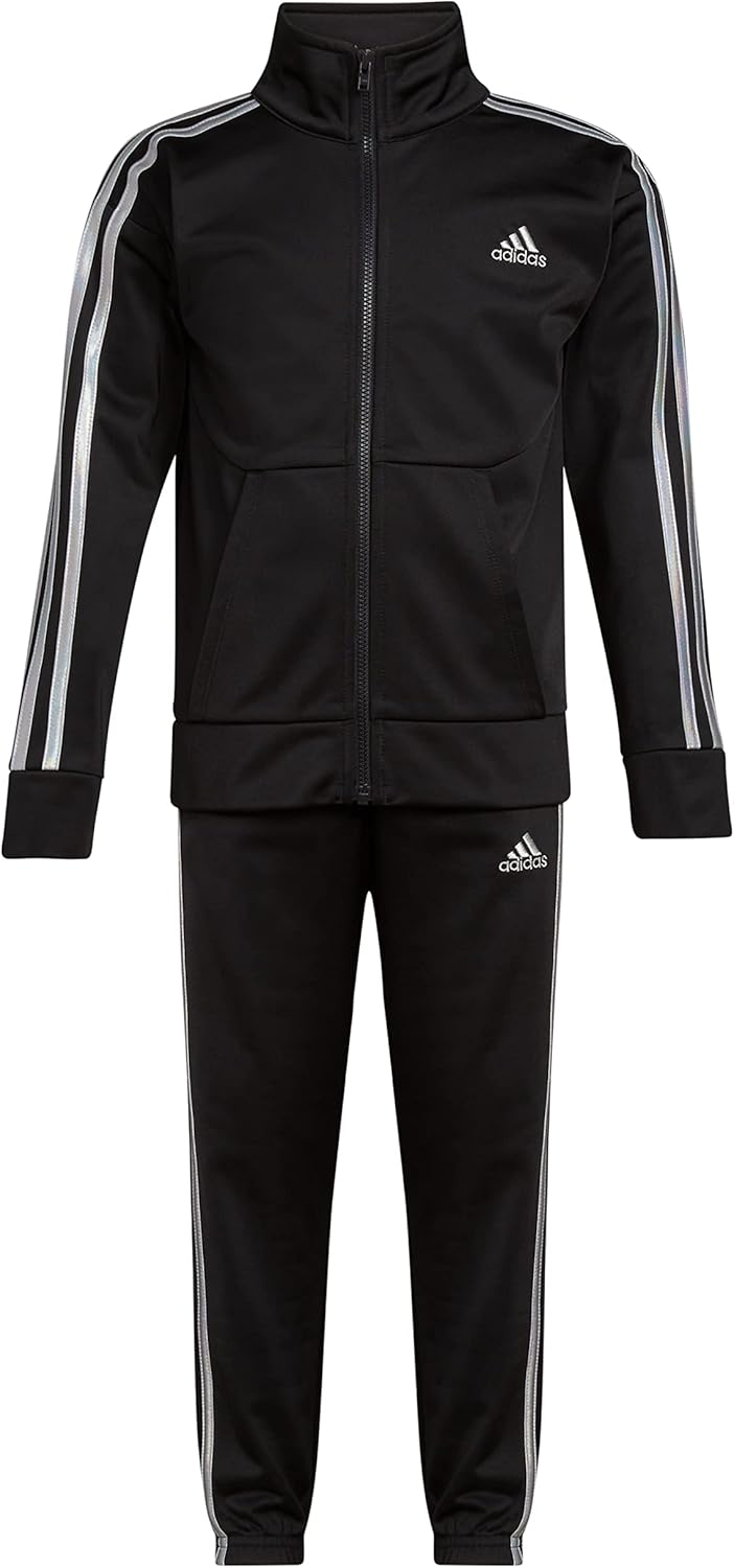 adidas Girls Zip Front Classic Tricut Jacket and Joggers Set