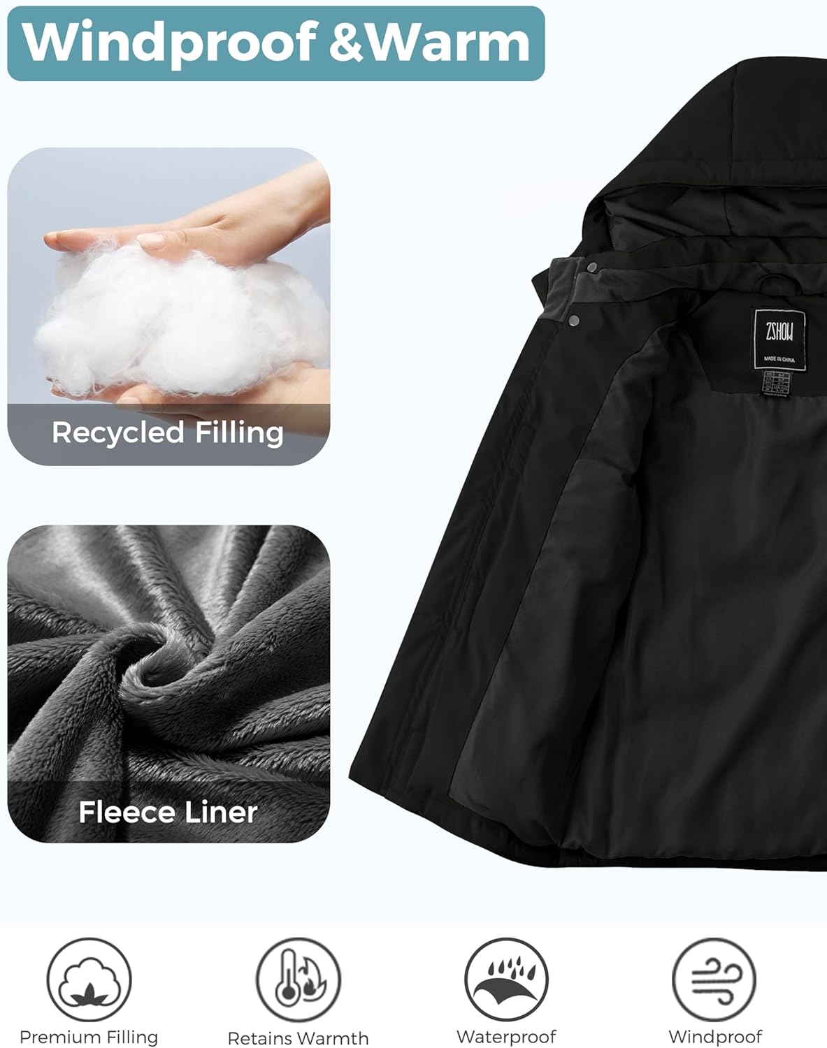 ZSHOW Girls Waterproof Winter Coats - Cozy Waterproof
