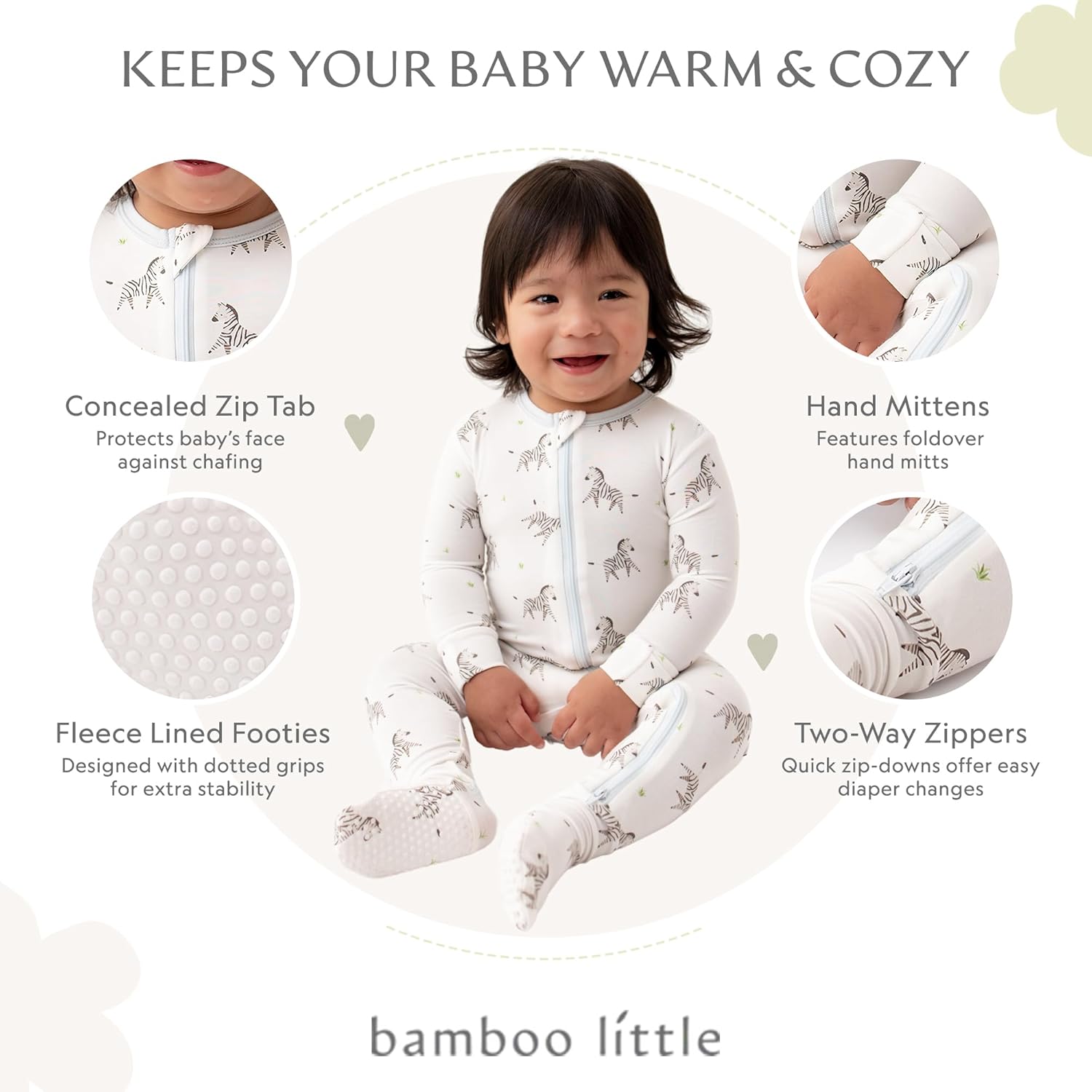 Bamboo Little Soft Baby Footie Pajama Set for 0-24 Months