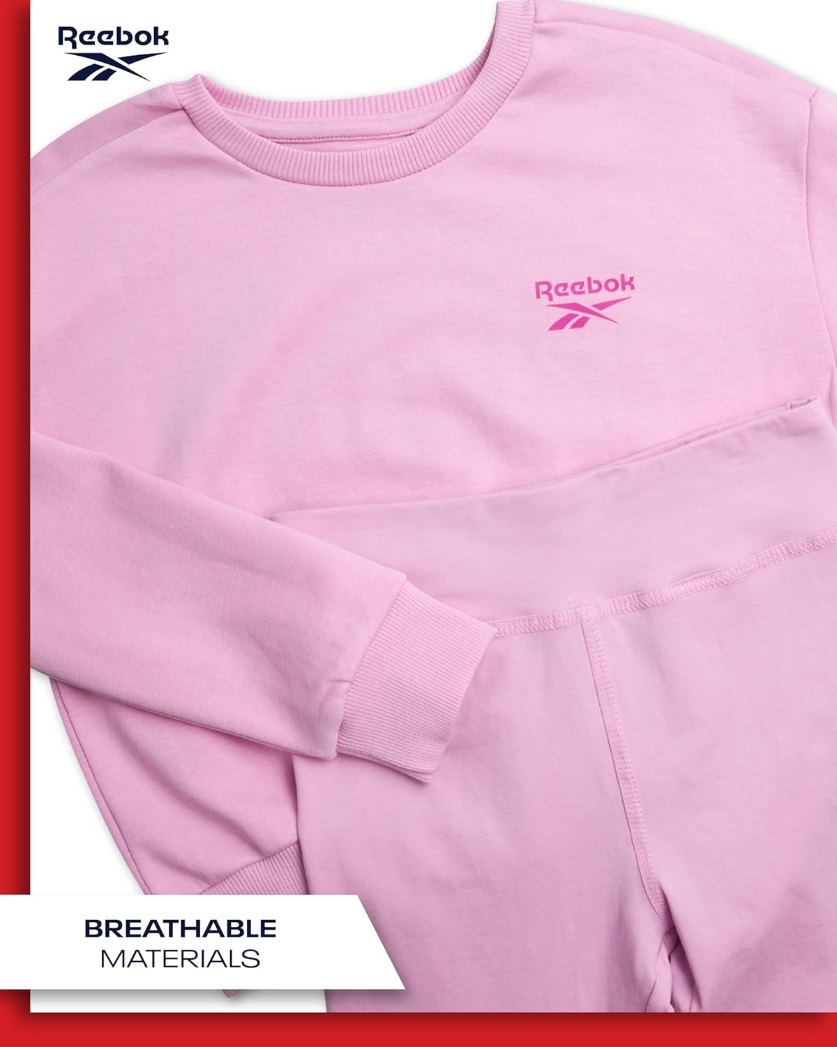 Reebok Girls Active Sweatsuit Set - 2-Piece Pullover Hoodie and Leggings 7-12