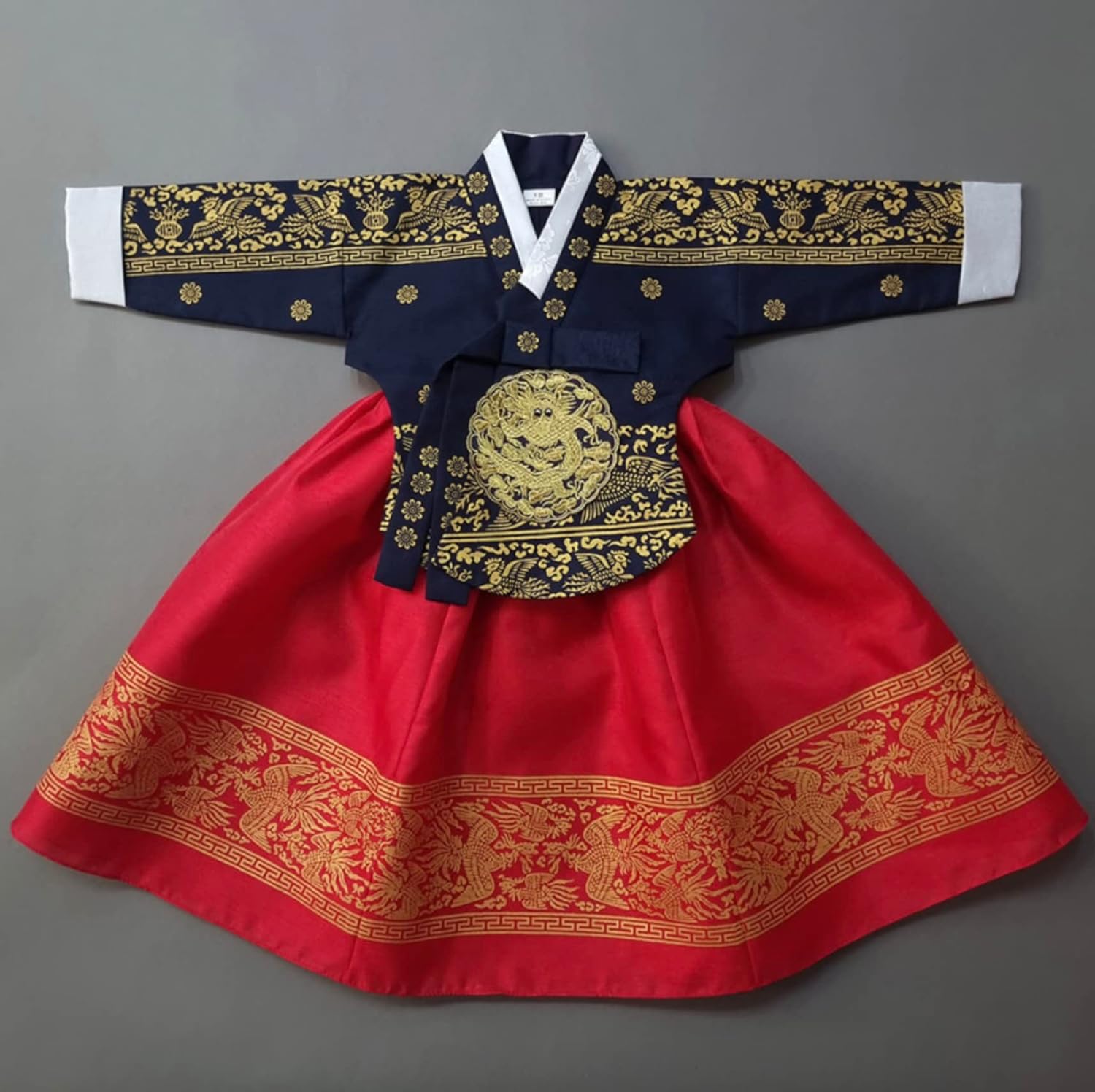 Korean Baby Girl Hanbok Navy Red Foil Dress 100 Days15yo