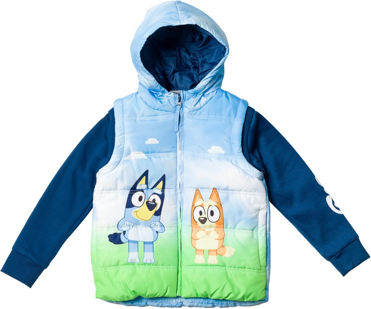 Bluey Bingo Zip Up Vest 2fer Jacket - Toddler to Little Kid Fits Most