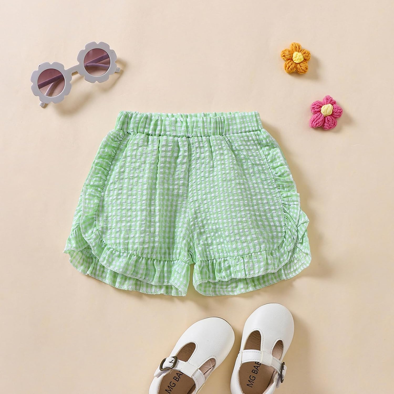 Ruffle Hem Gingham Plaid Toddler Shorts