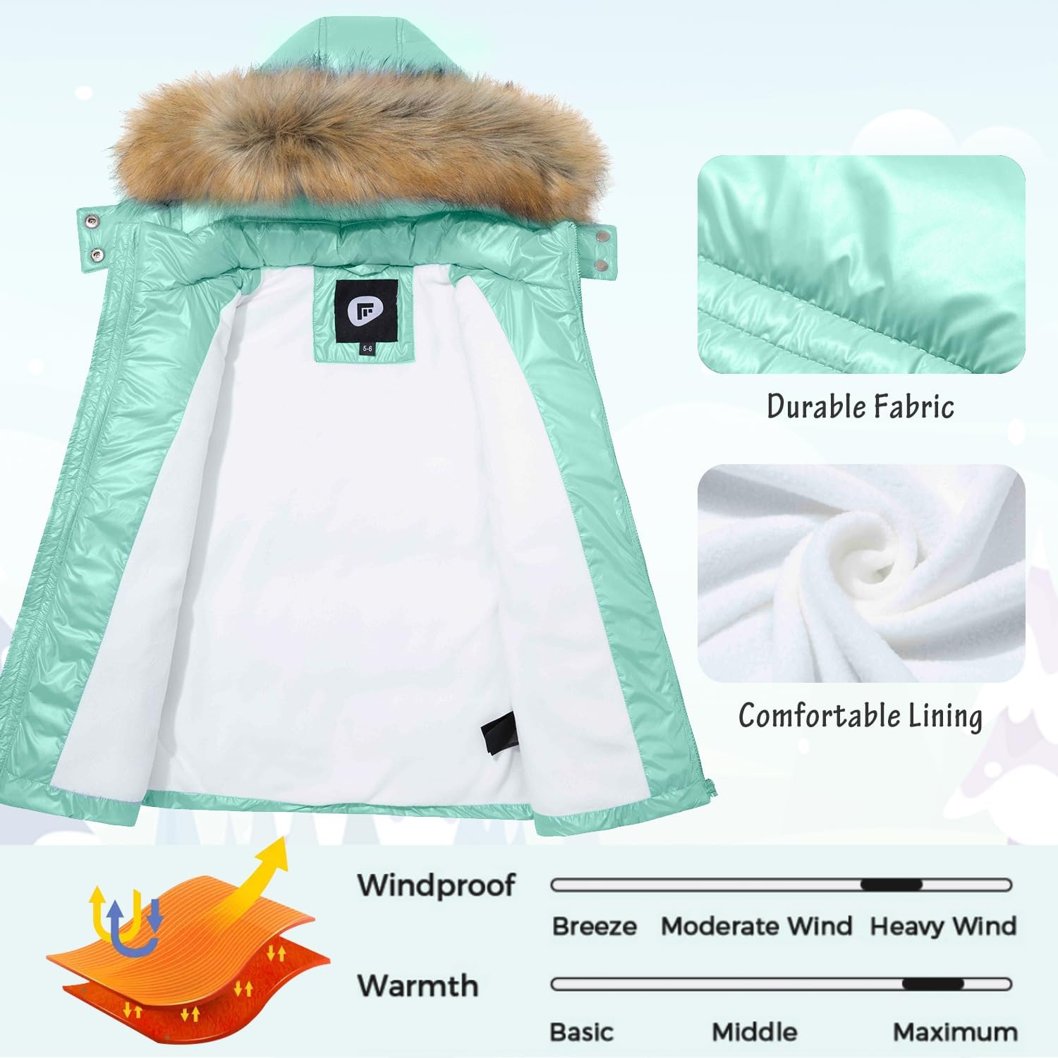 Garemcy Girls Metallic Winter Coat