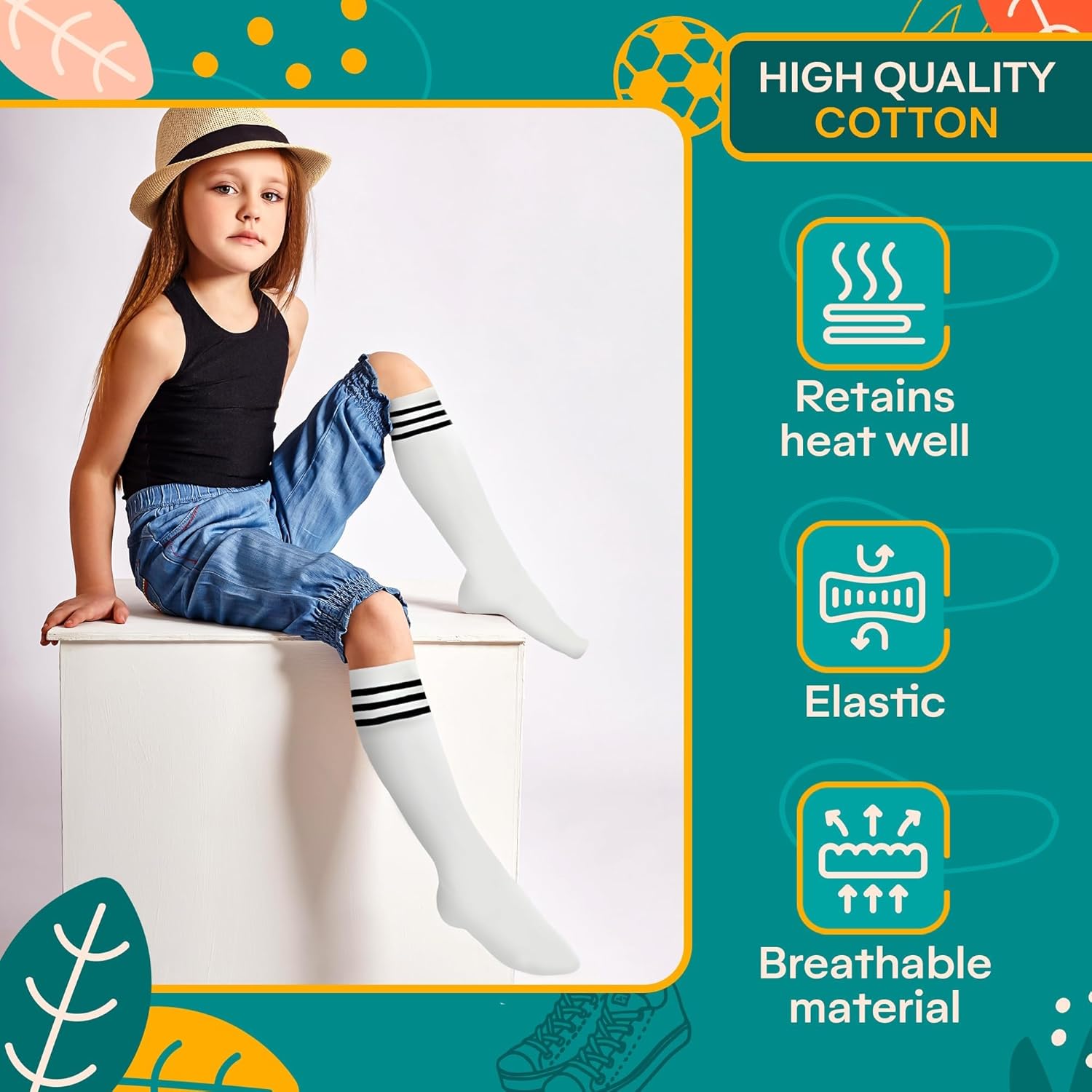 Reluen 6Pcs Girls Knee High Socks Perfect for Soccer More
