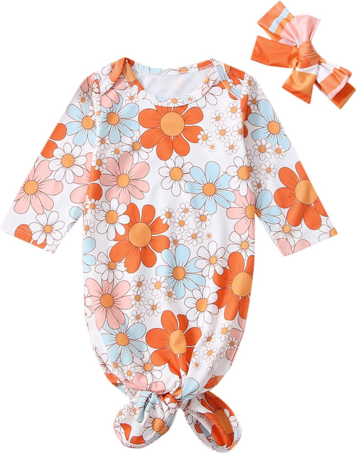 FIOMVA Newborn Baby Girl Boy Knotted Nightgown