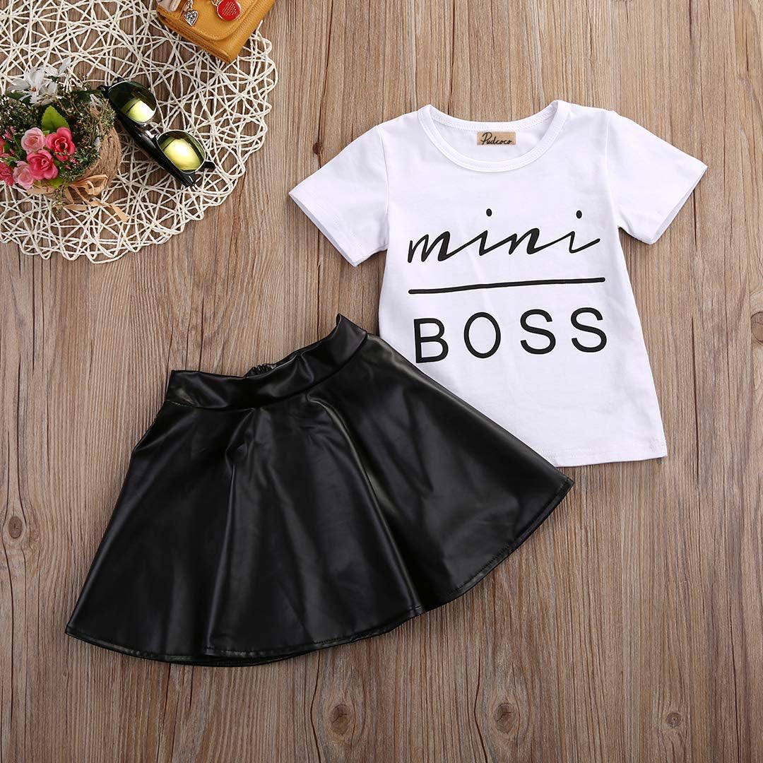Sassy Beauty Mini Boss Top Skirt Set for Toddler Girls