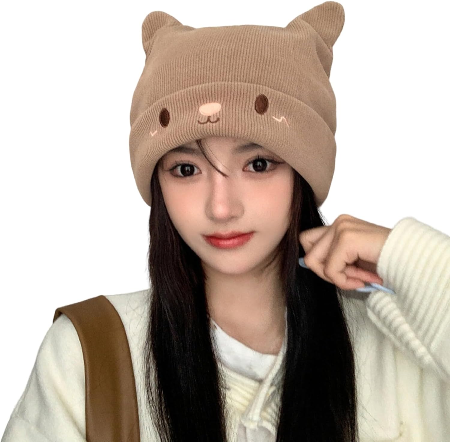 Generic Cute Cat Ear Knit wool and fleece Mix Baby Hat