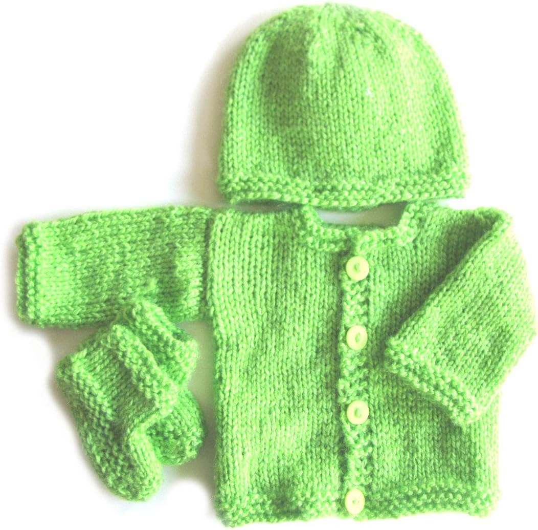 Handmade Baby Sweater Booties Set Apple Green
