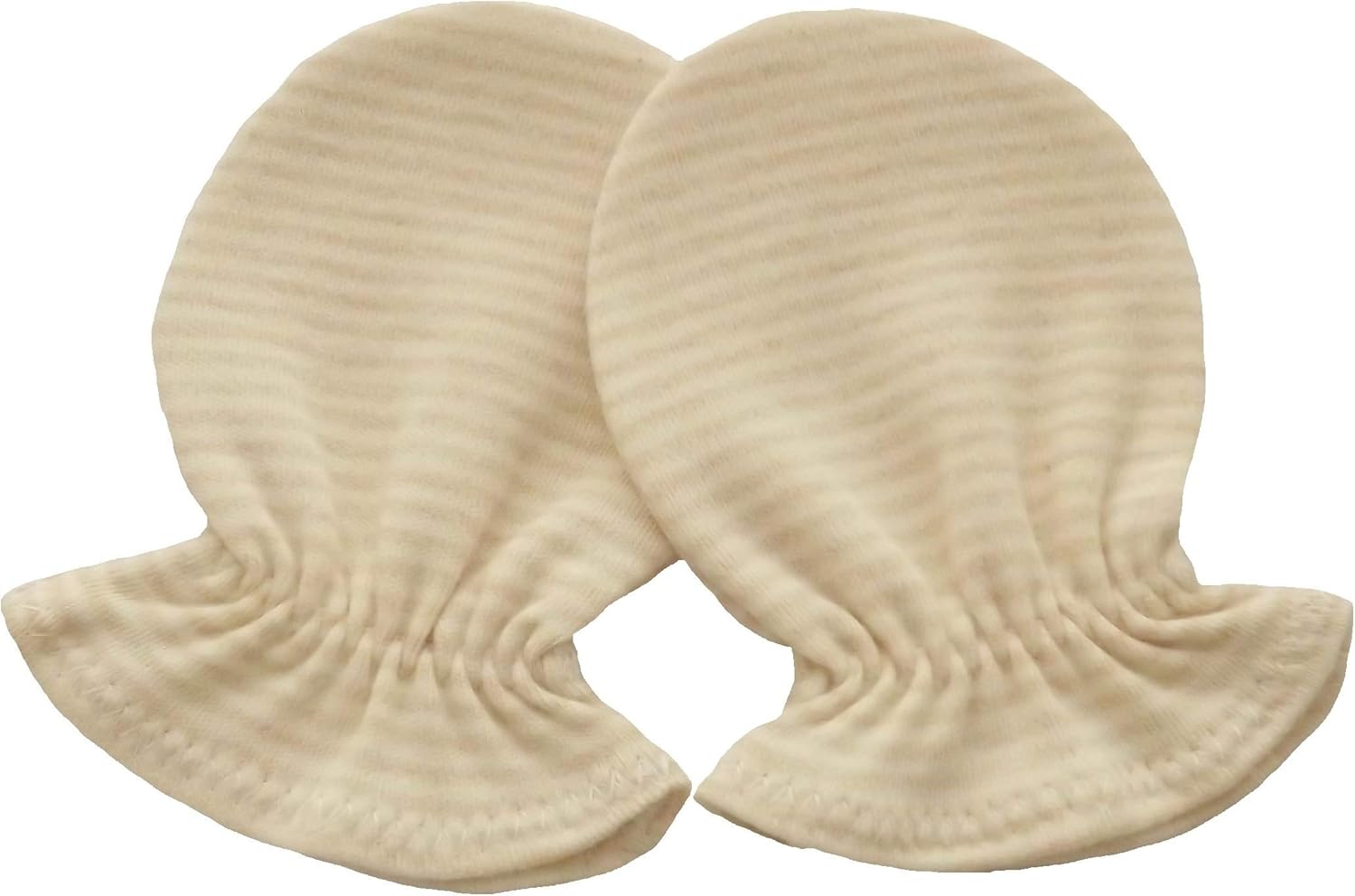 Light Brown Striped Organic Cotton Baby Gloves