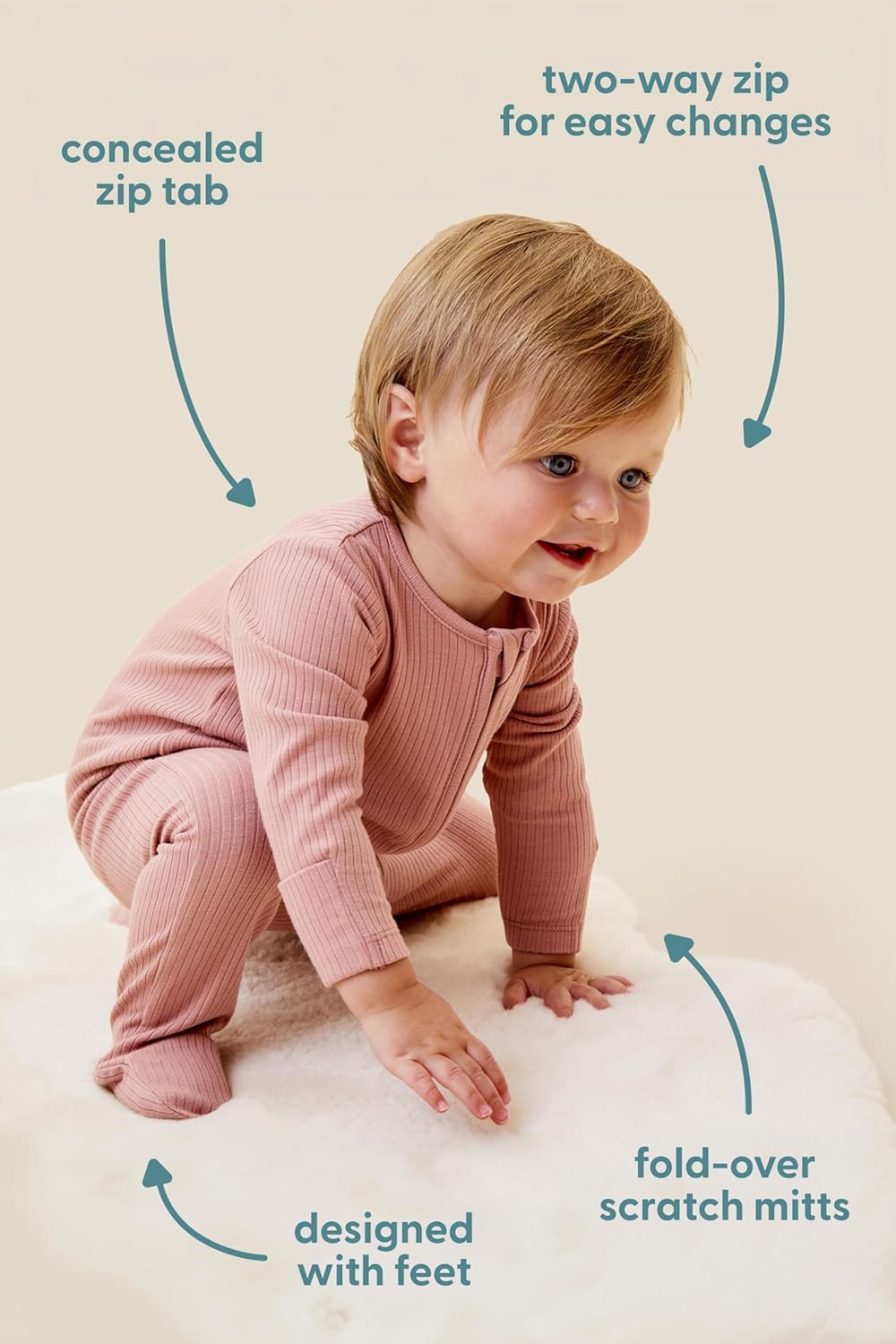 MORI Baby Pajamas with Zips Mitts