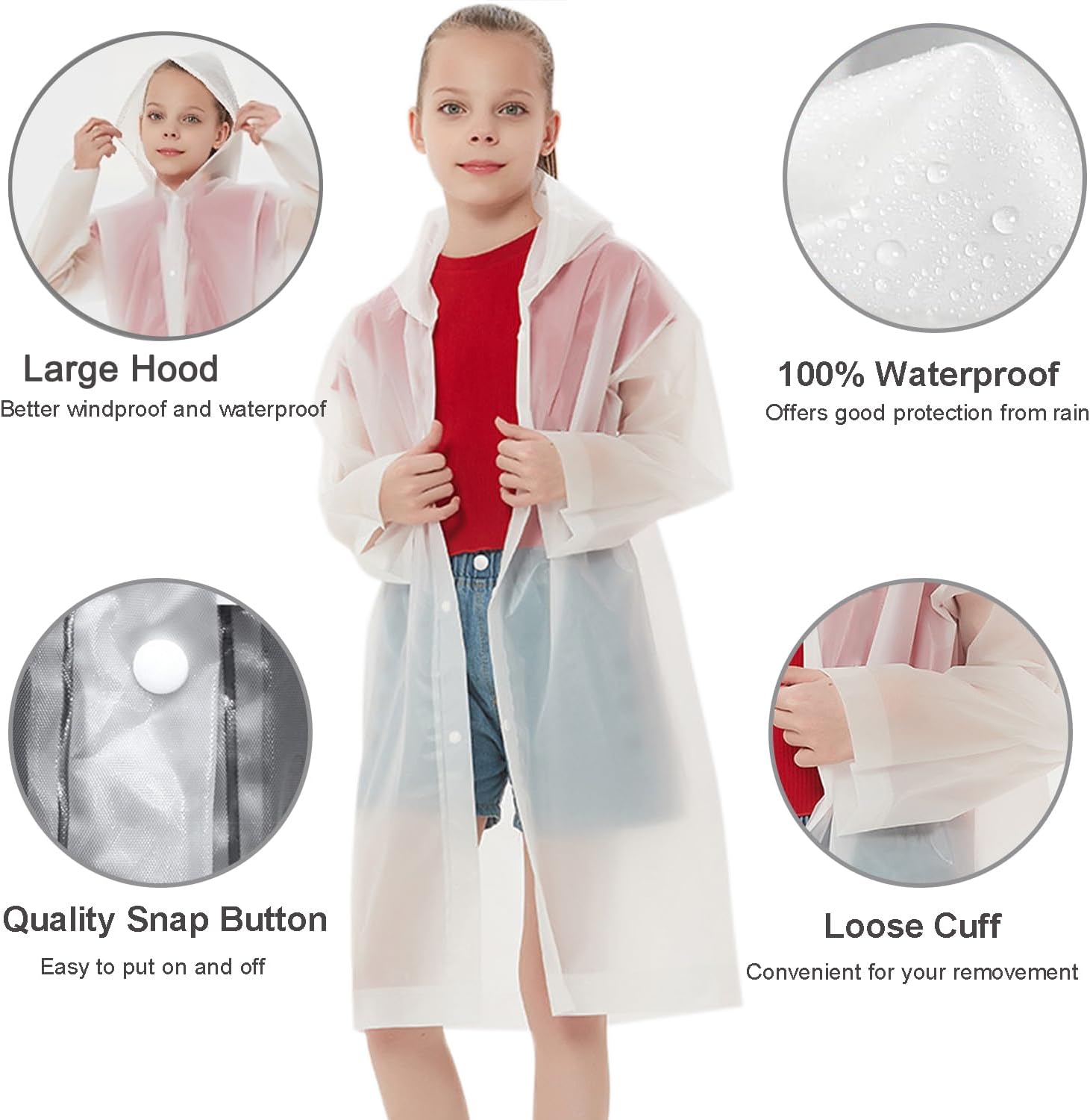 UPSEN Reusable Rain Ponchos for Kids