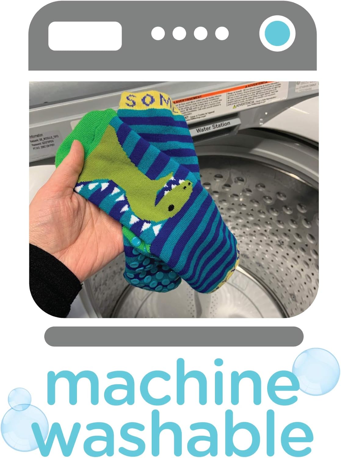 Totes Boys Cozy Slipper Socks with Dino Grips 2 Pack