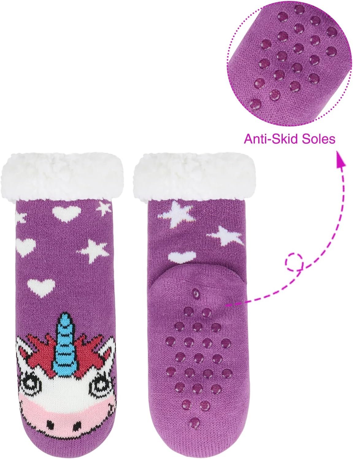 Century Star Girls Slipper Socks with Grippers for Kids
