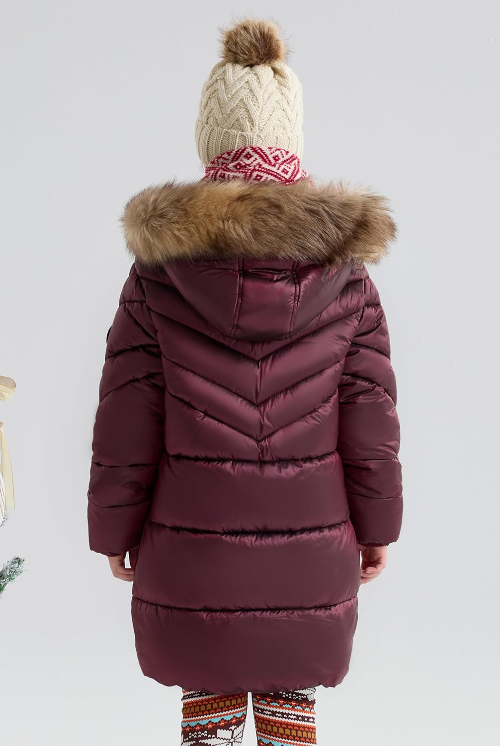 SOLOCOTE Girls Puffer Winter Coat Faux Down Filled Water-Resistant Sherpa Linings Cozy