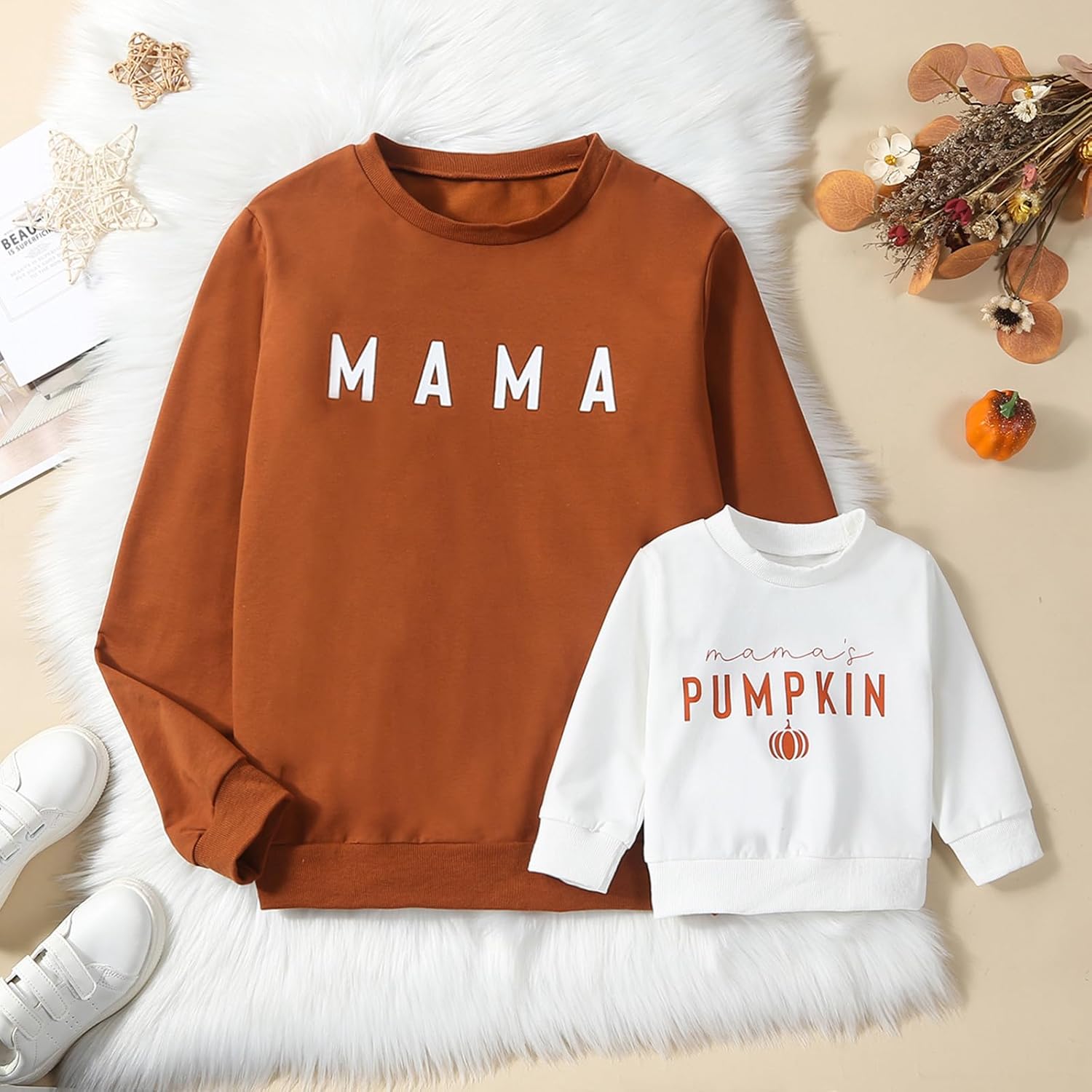 Mommy and Me Family Matching Outfits Halloween Pumpkin Print