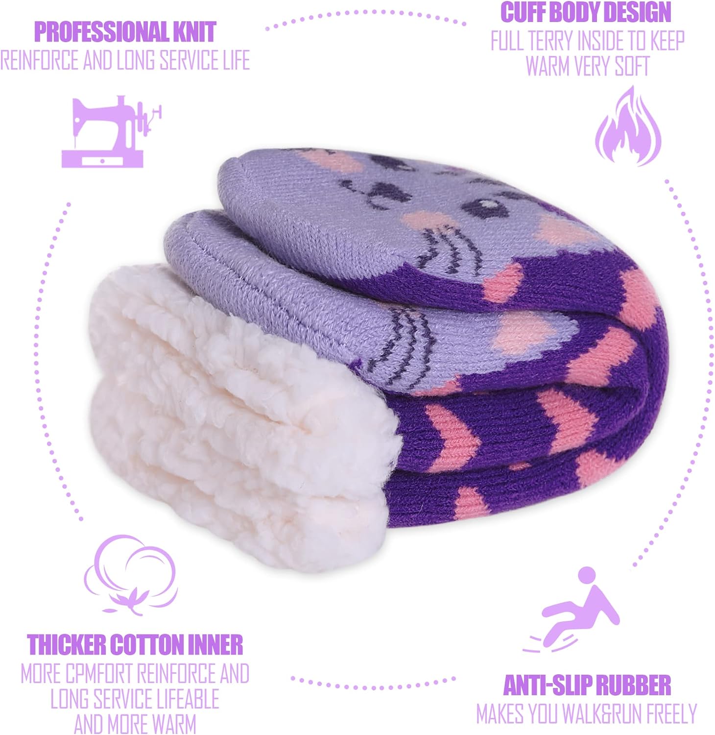 Truehan Kids Winter Fuzzy Slipper Socks for Boys and Girls