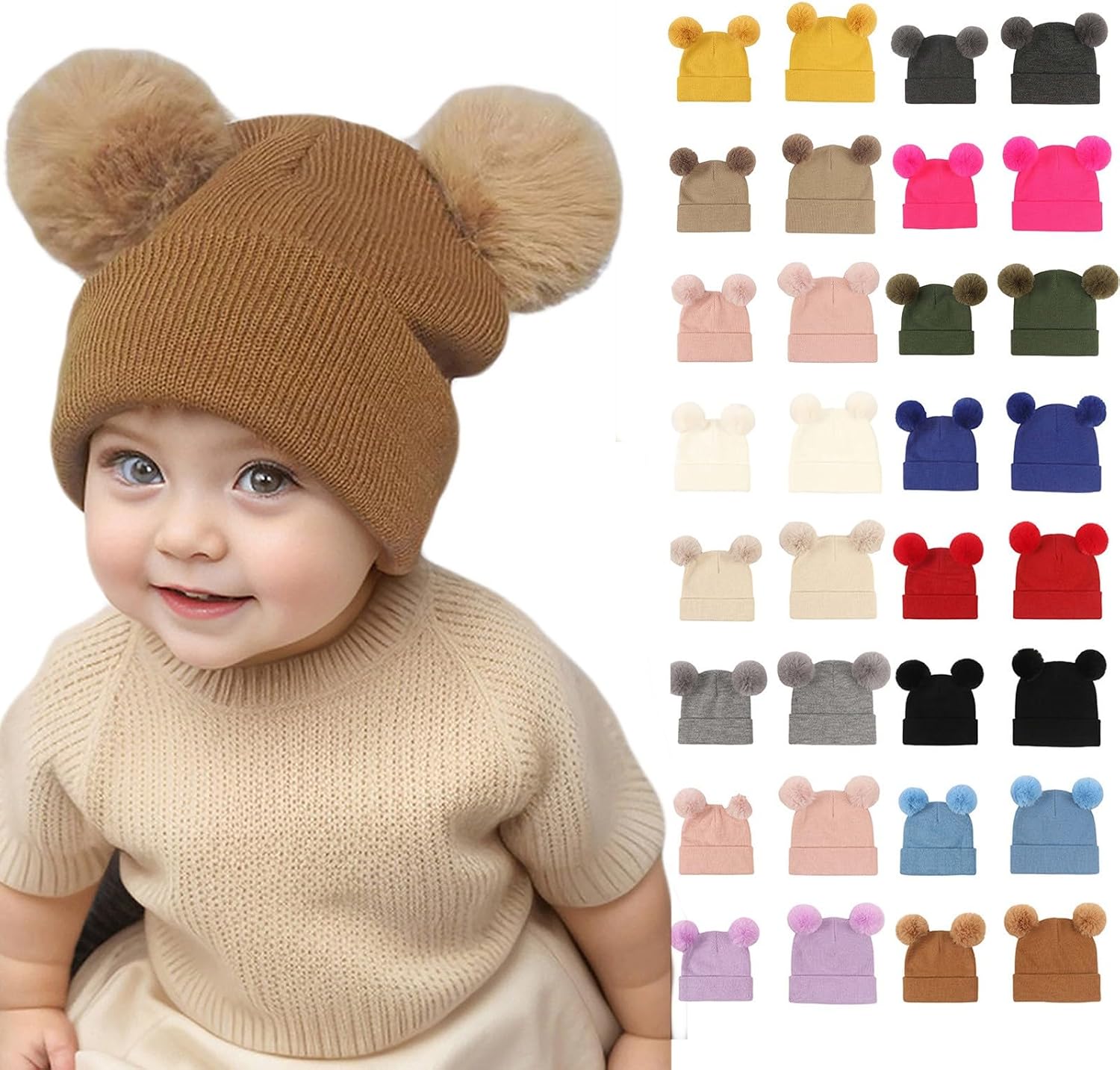 Soft Warm Unisex Newborn Beanie with Ear Covers for Christmas