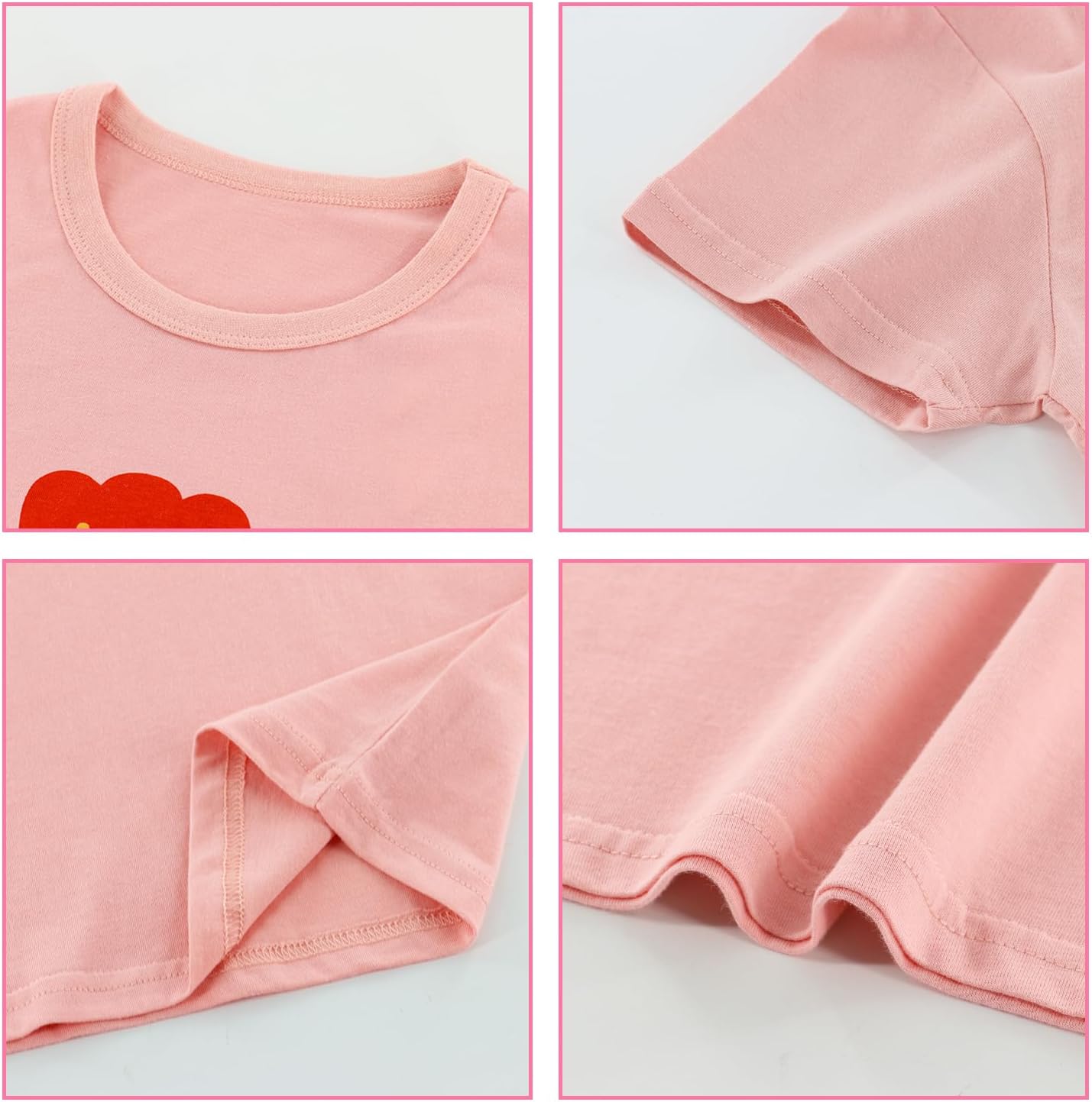 POBIDOBY Summer Toddler Baby Shirts with Flowers Fruits 2-Piece Set