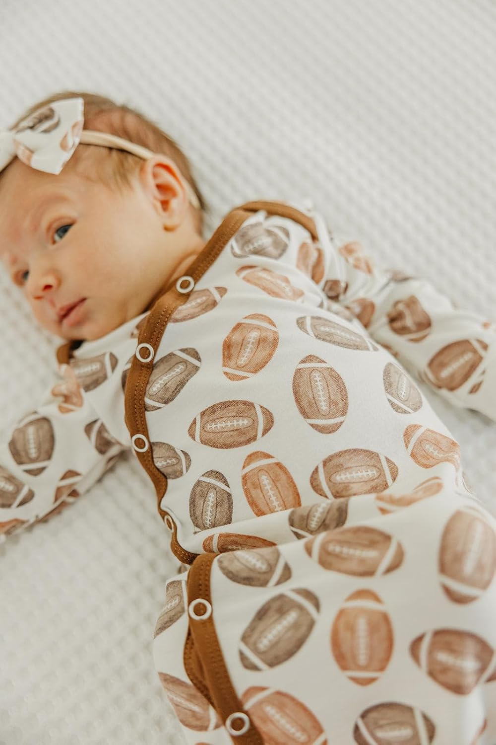 Copper Pearl Knotted Newborn Gown for Baby Boy and Girl
