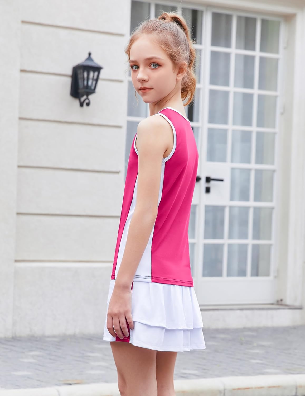 Zacletre Girls Tennis Golf Dress Outfit sleeveless tank top skorts set