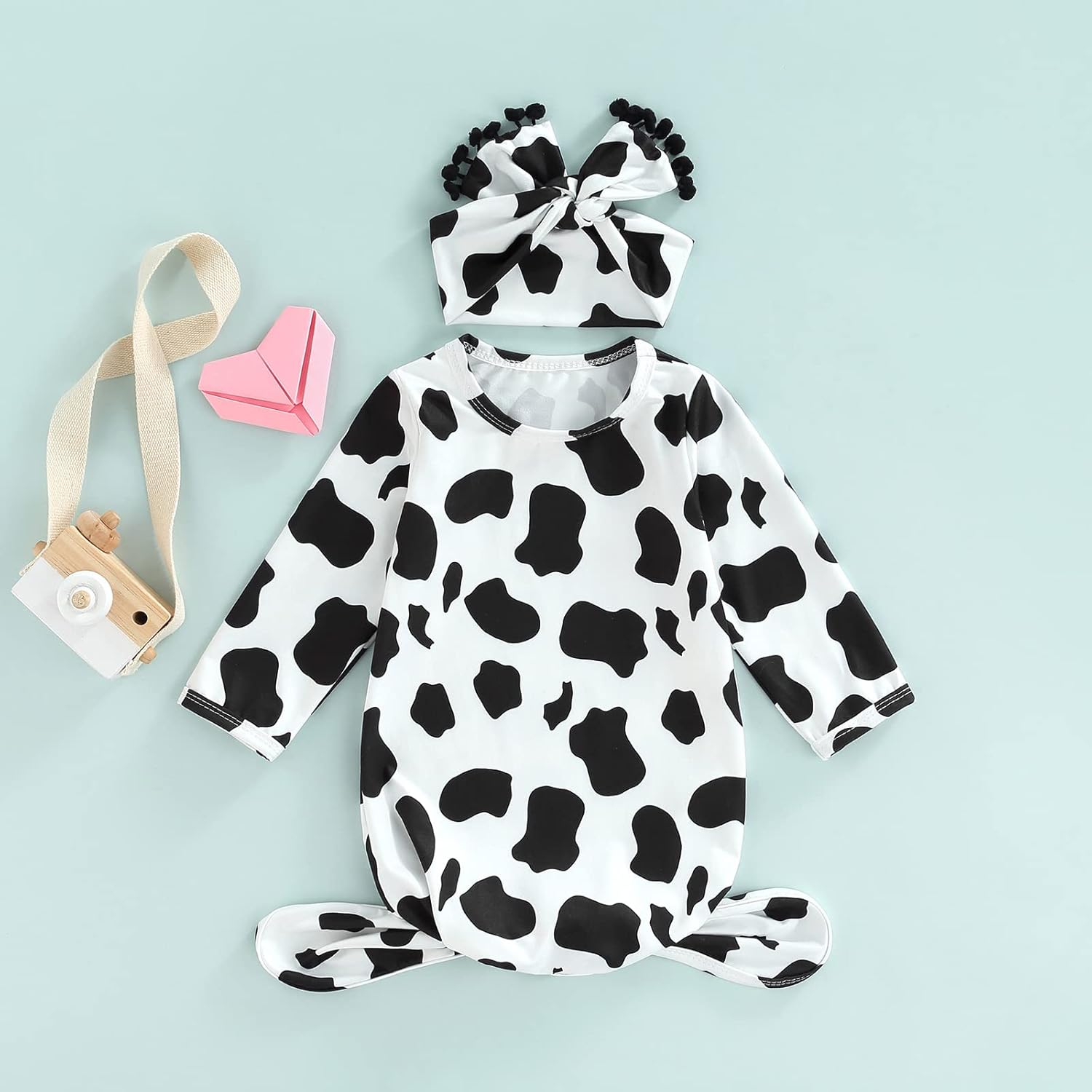 FIOMVA Newborn Baby Knotted Nightgown Organic Cotton Gown