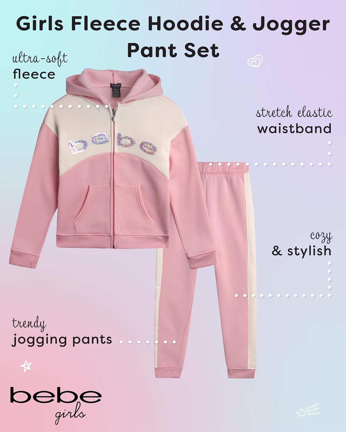 Bebe Girls Cozy Jogger Set Fashion meets Function for Ages 7-12