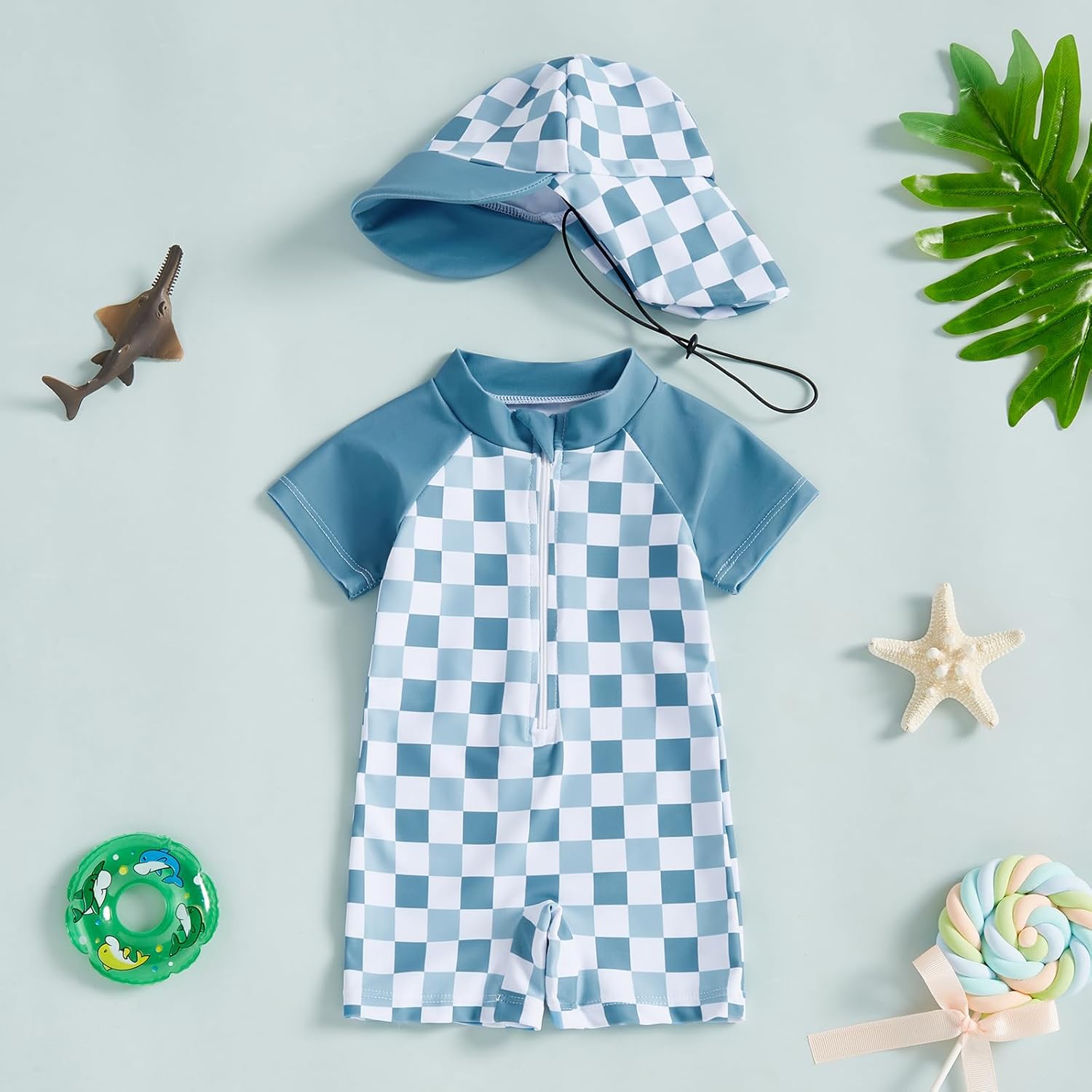 MAYUMMPY Swimwear Casual Zipper One-Piece Beachwear for Kids