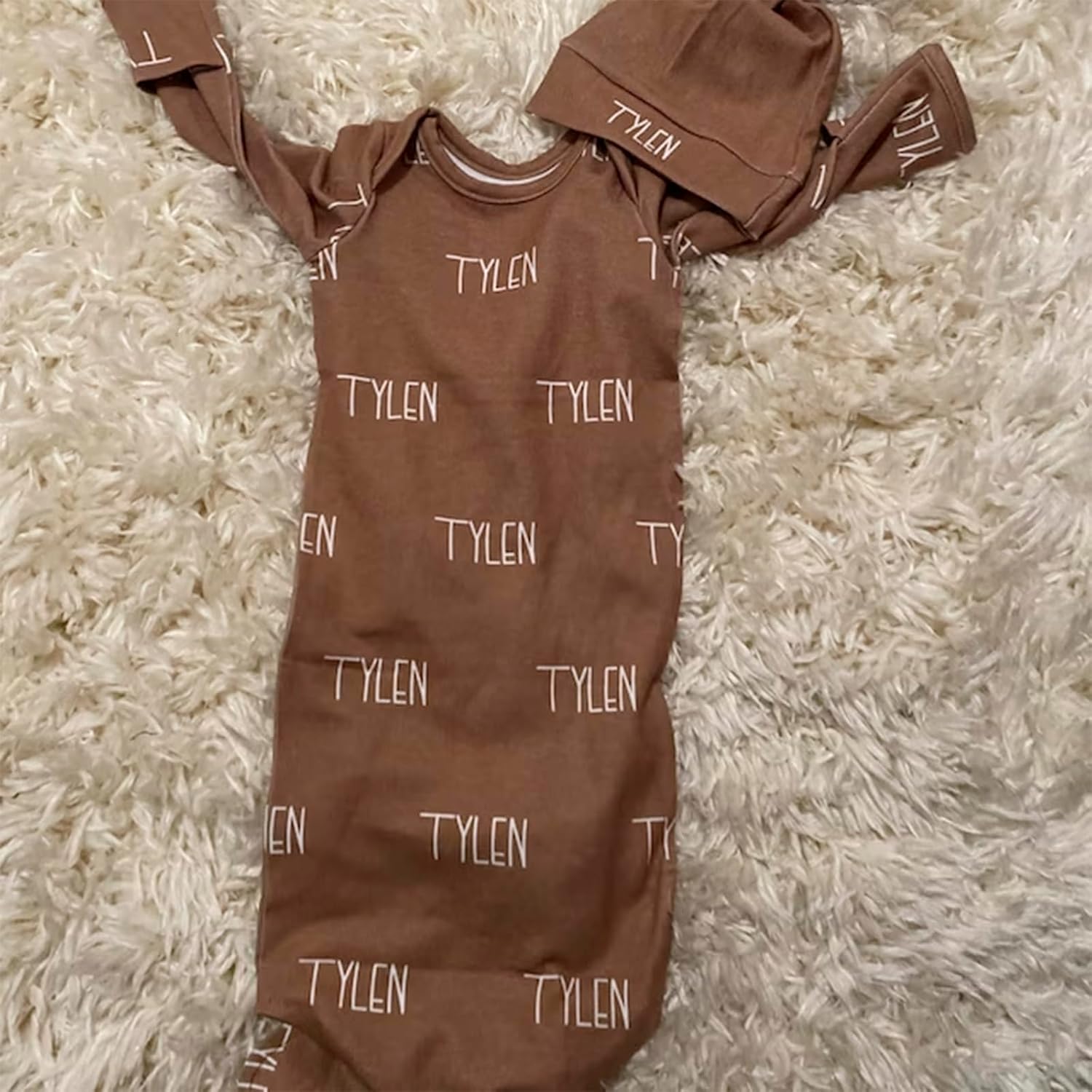 Personalized Name Gown for Newborn Boys Custom Knotted Gown