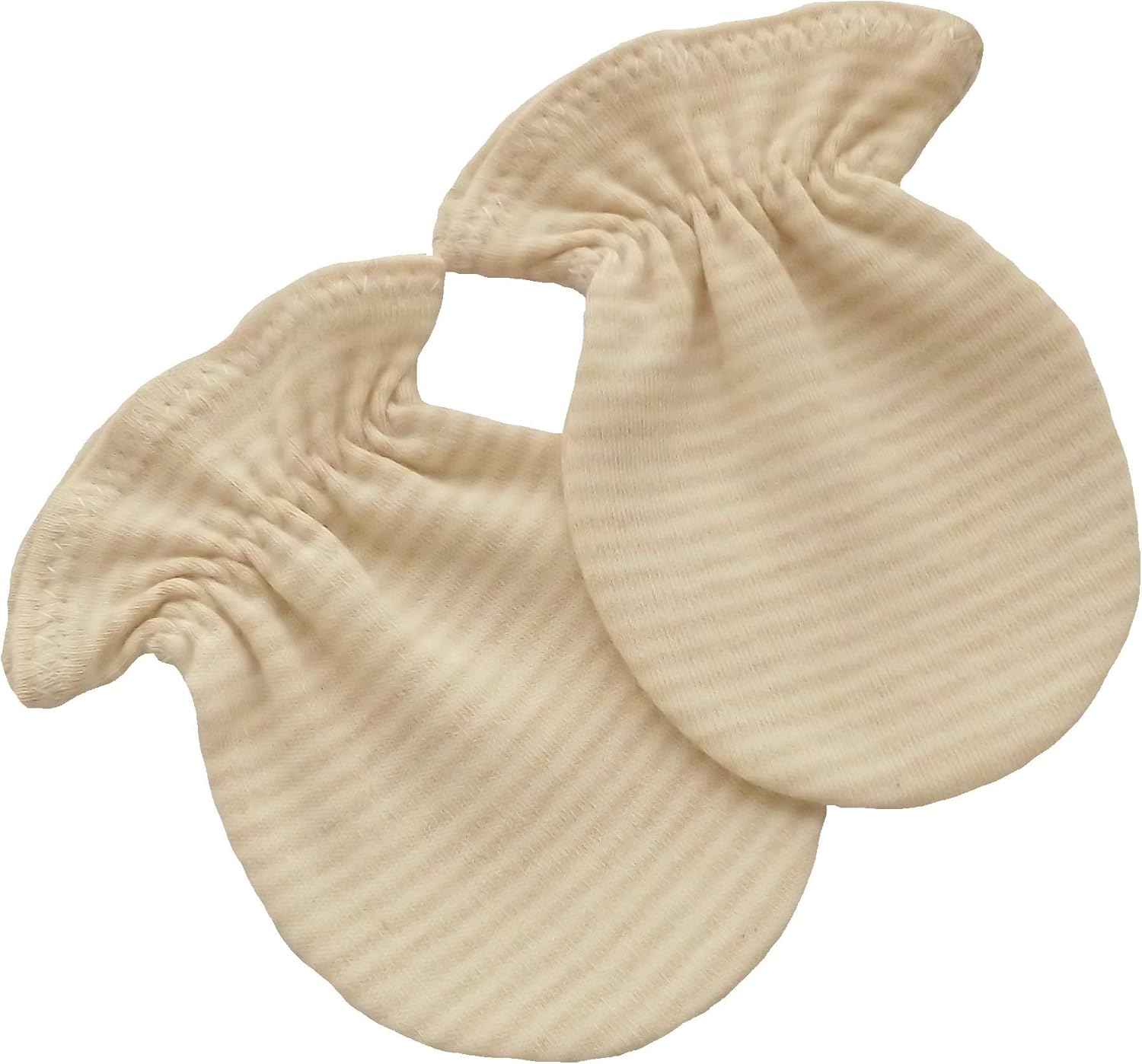 Light Brown Striped Organic Cotton Baby Gloves