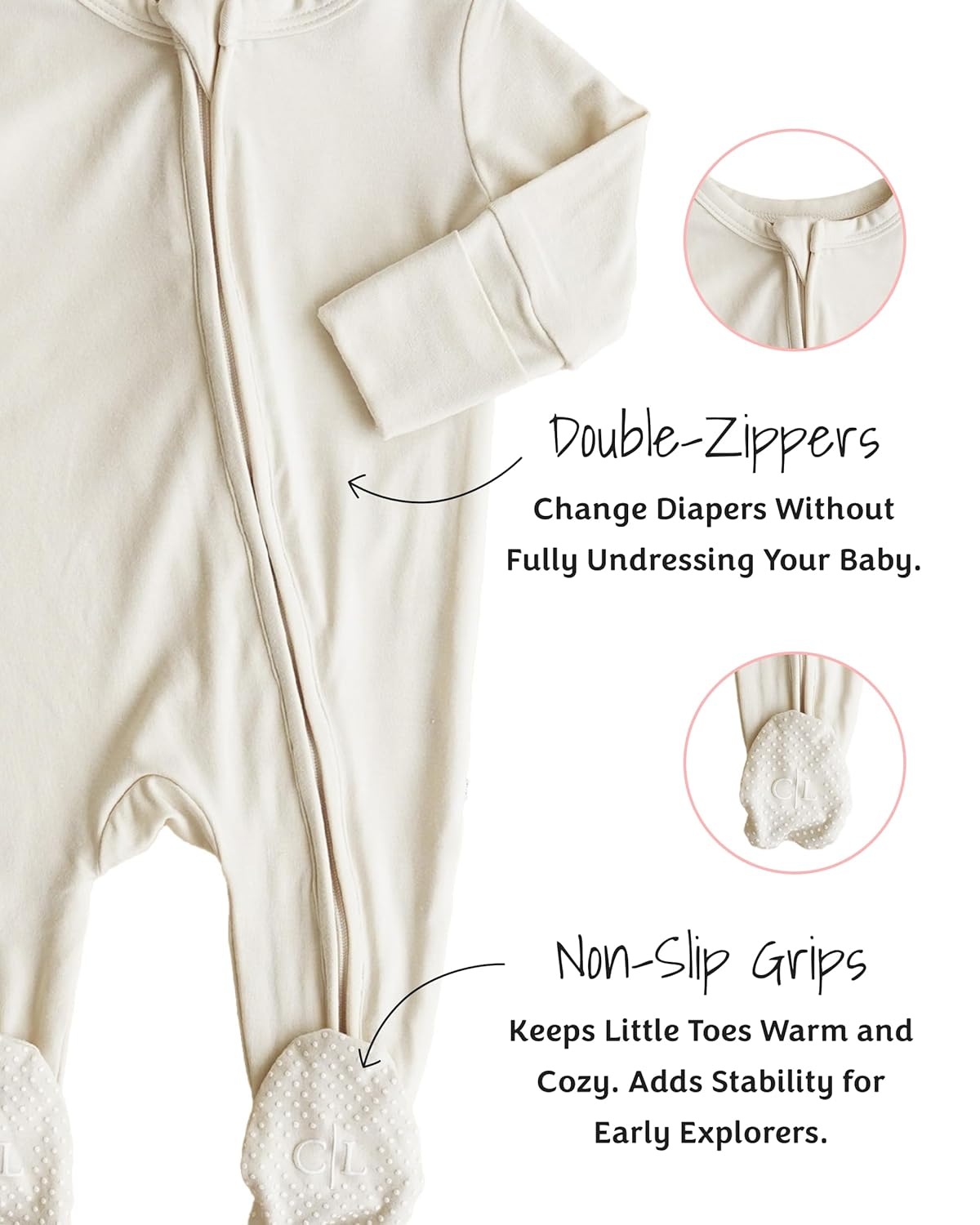 Caden Lane Zippered Baby Footie Pajamas