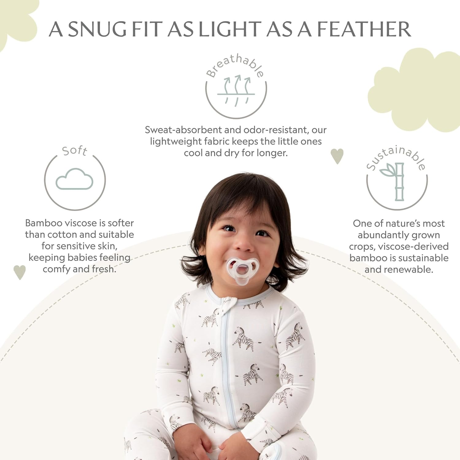 Bamboo Little Soft Baby Footie Pajama Set for 0-24 Months