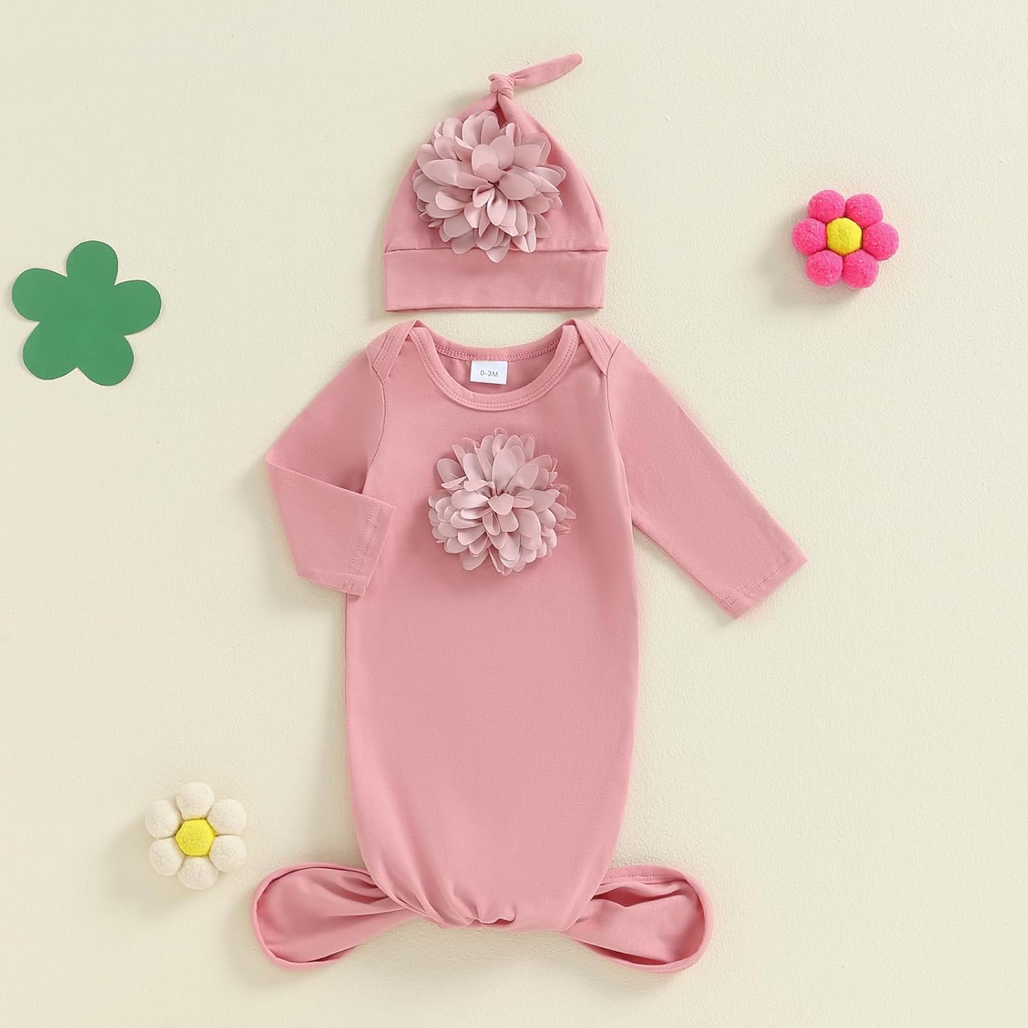 Kavousa Newborn Swaddle Set with Cap for Boys Girls