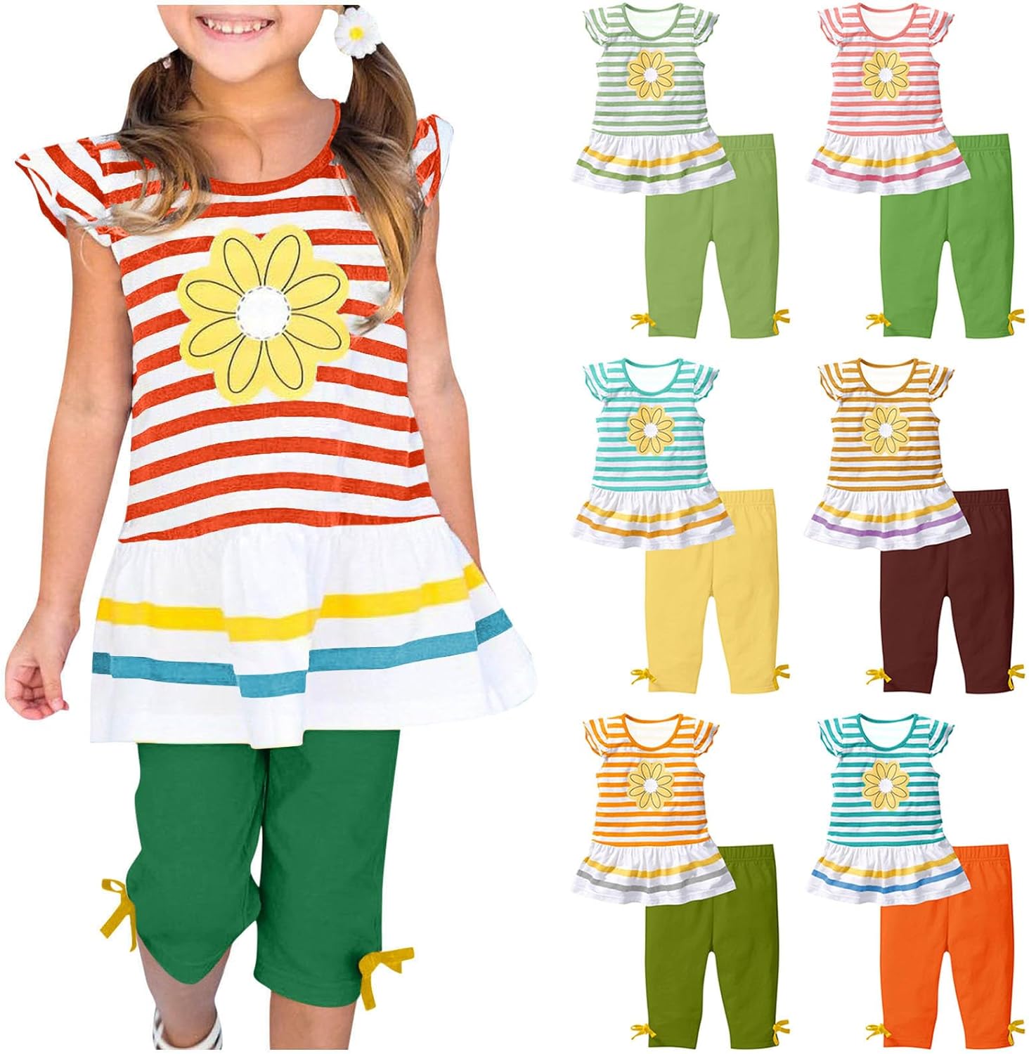 Girls 1-10 Summer Outfits - Cute Striped Set