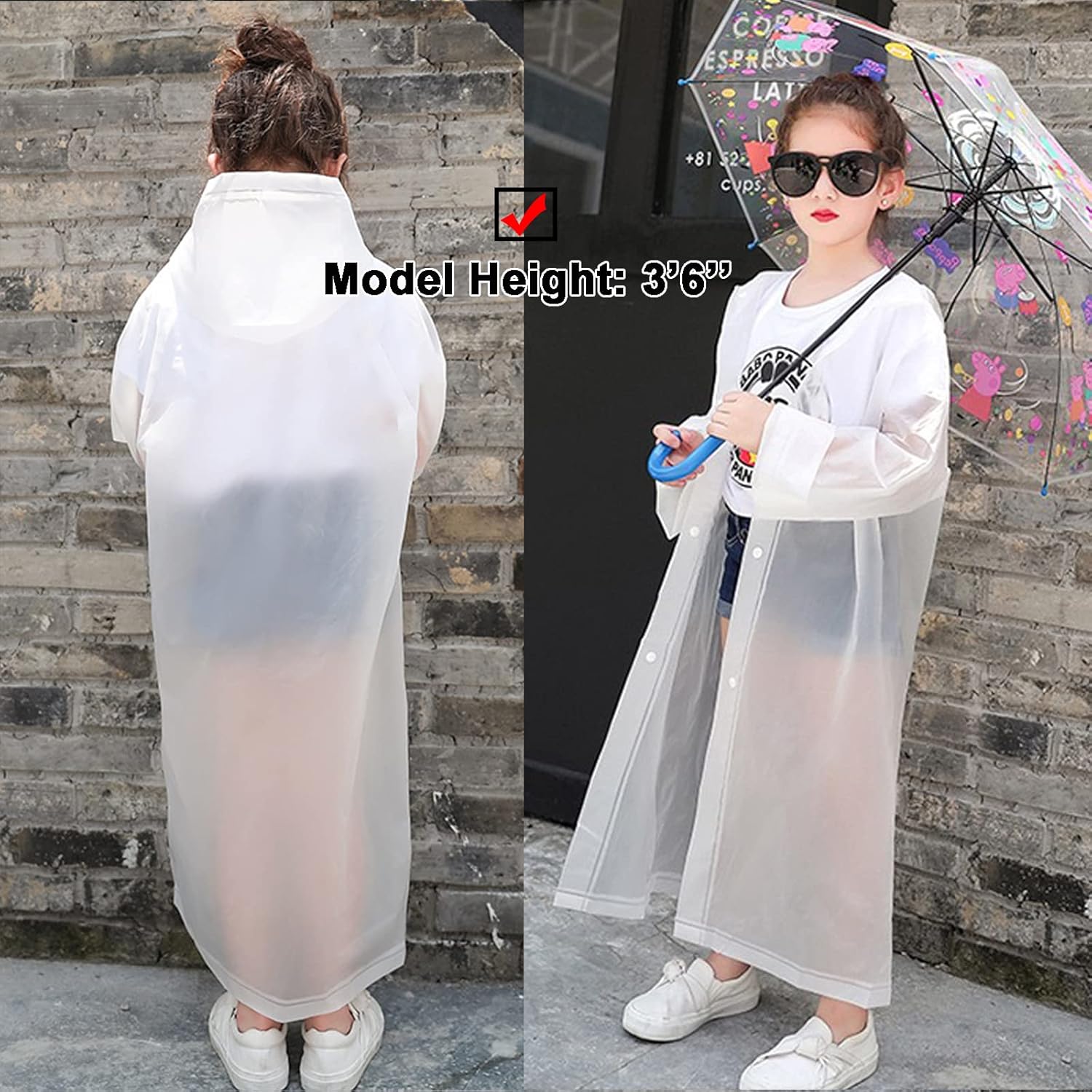 UPSEN Reusable Rain Ponchos for Kids